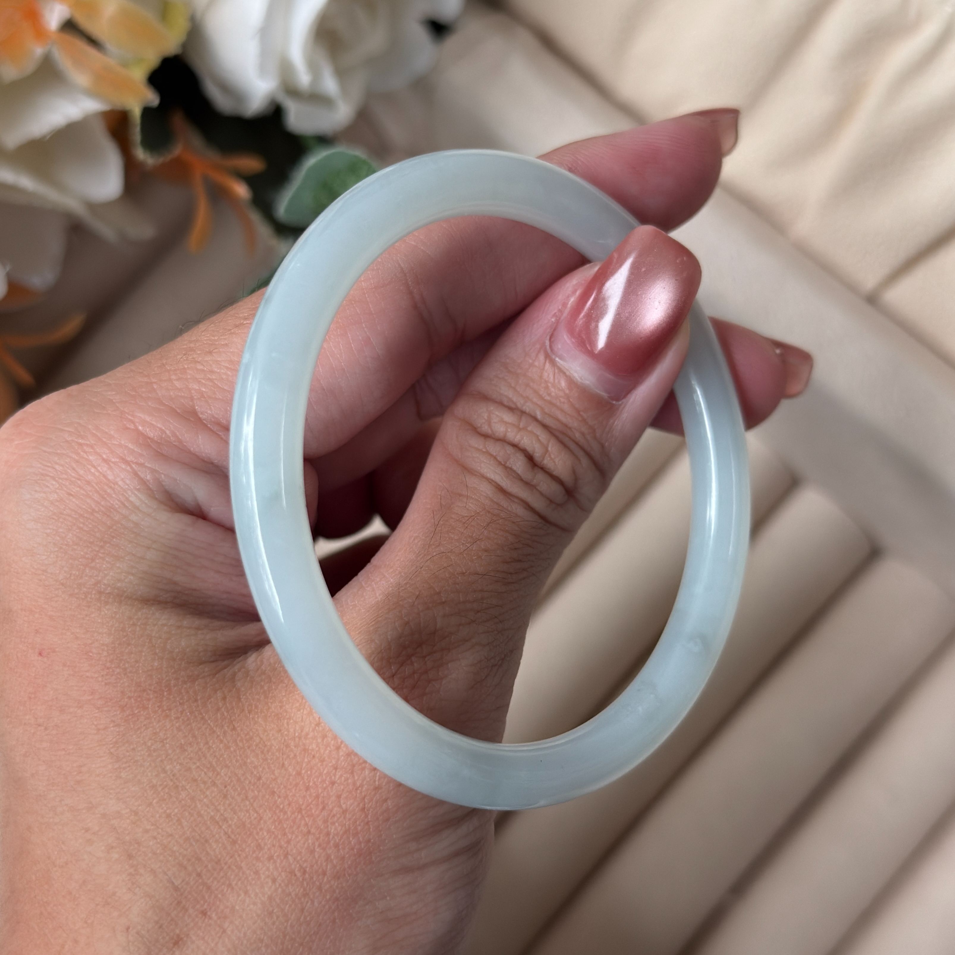 Grade A Jelly Green Yuan Tiao Jade Bangle - S53+/21.6g