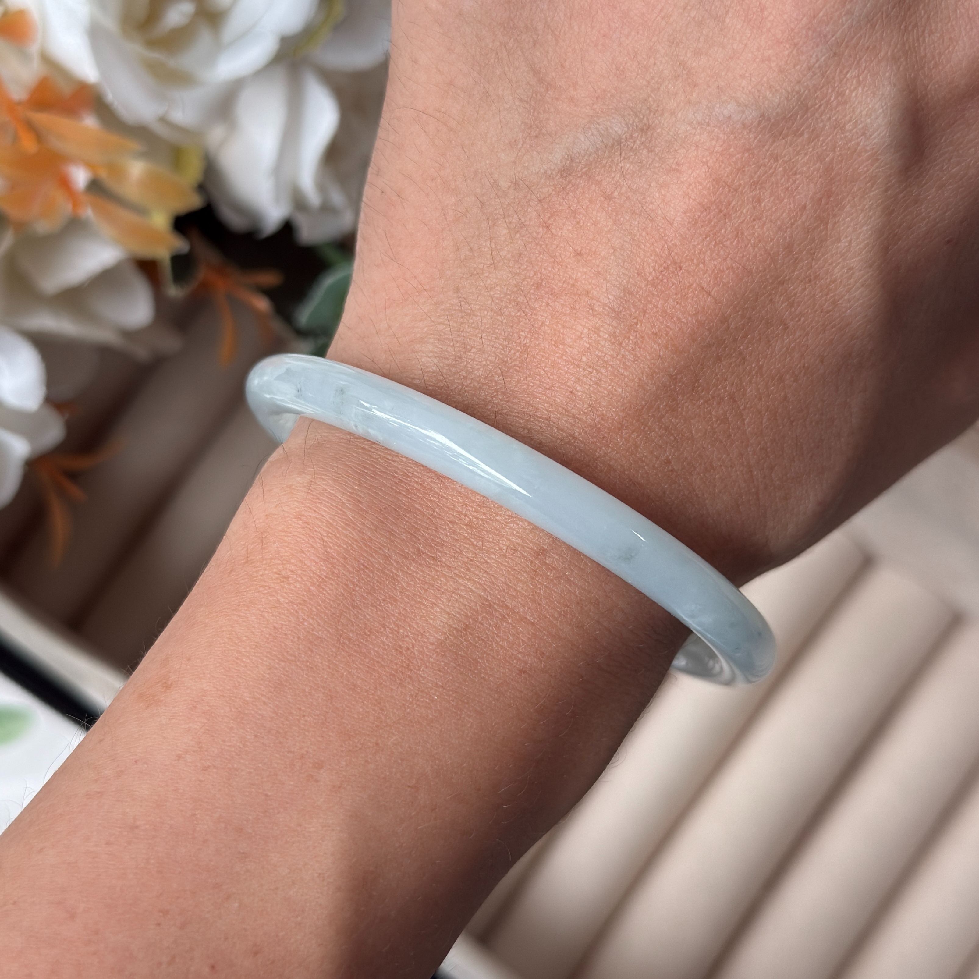 Grade A Jelly Green Yuan Tiao Jade Bangle - S53+/21.6g