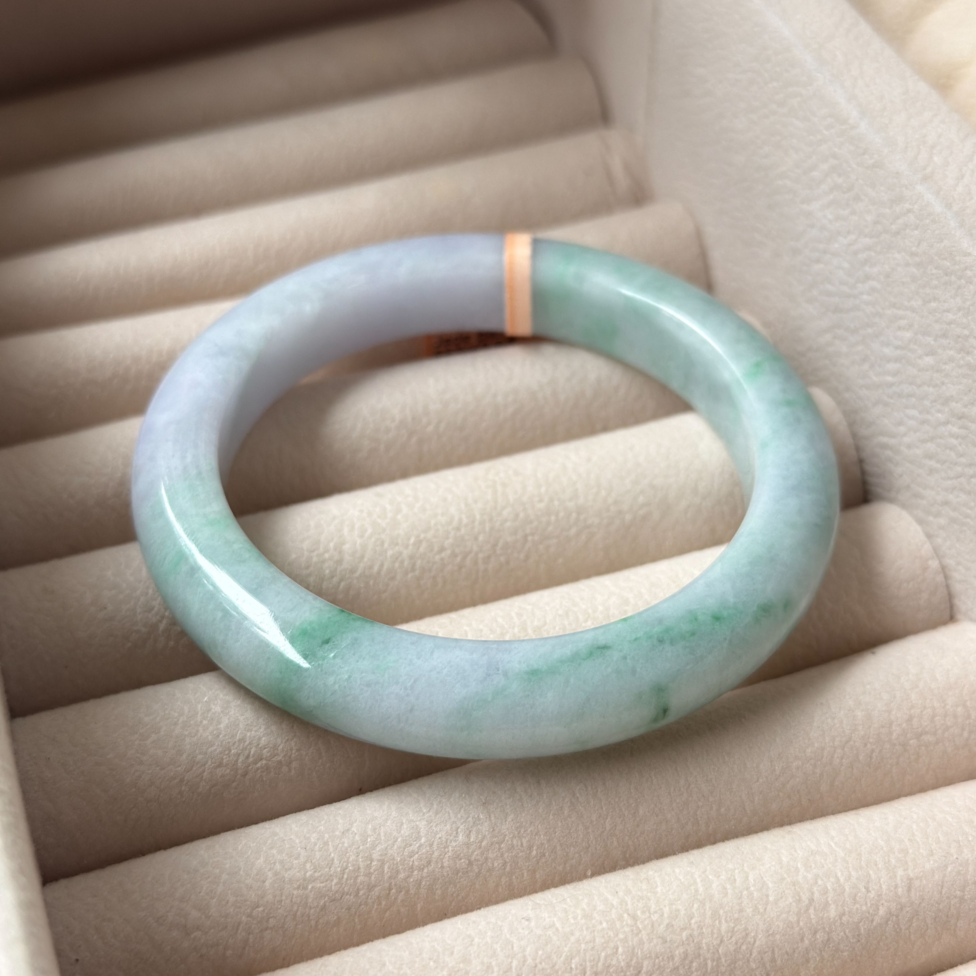 Grade A Flora Green Jade Bangle - S57/60.5g