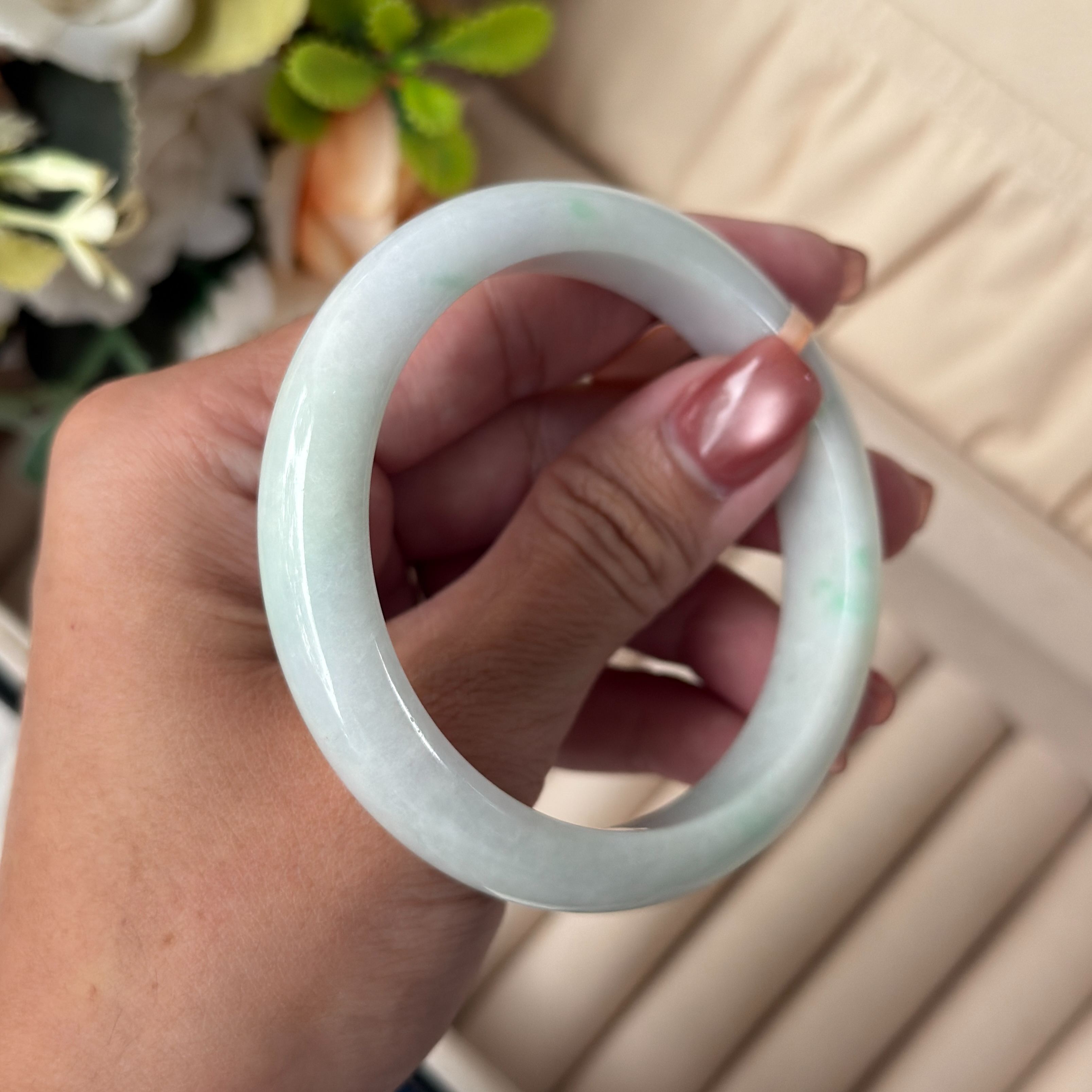 Grade A Celadon Breeze Jade Bangle  - S56+/52.7g