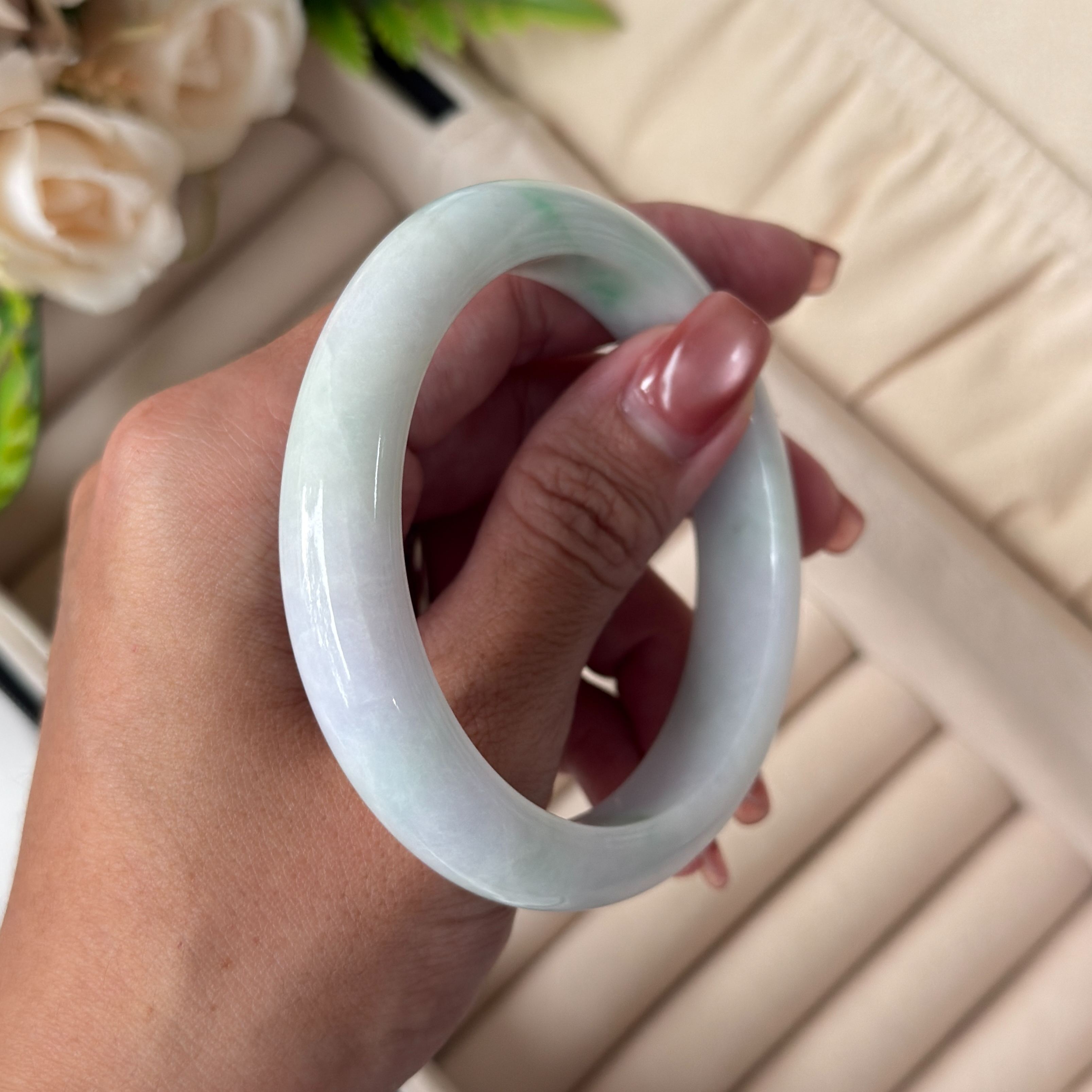 Grade A Celadon Breeze Jade Bangle  - S57+/60g