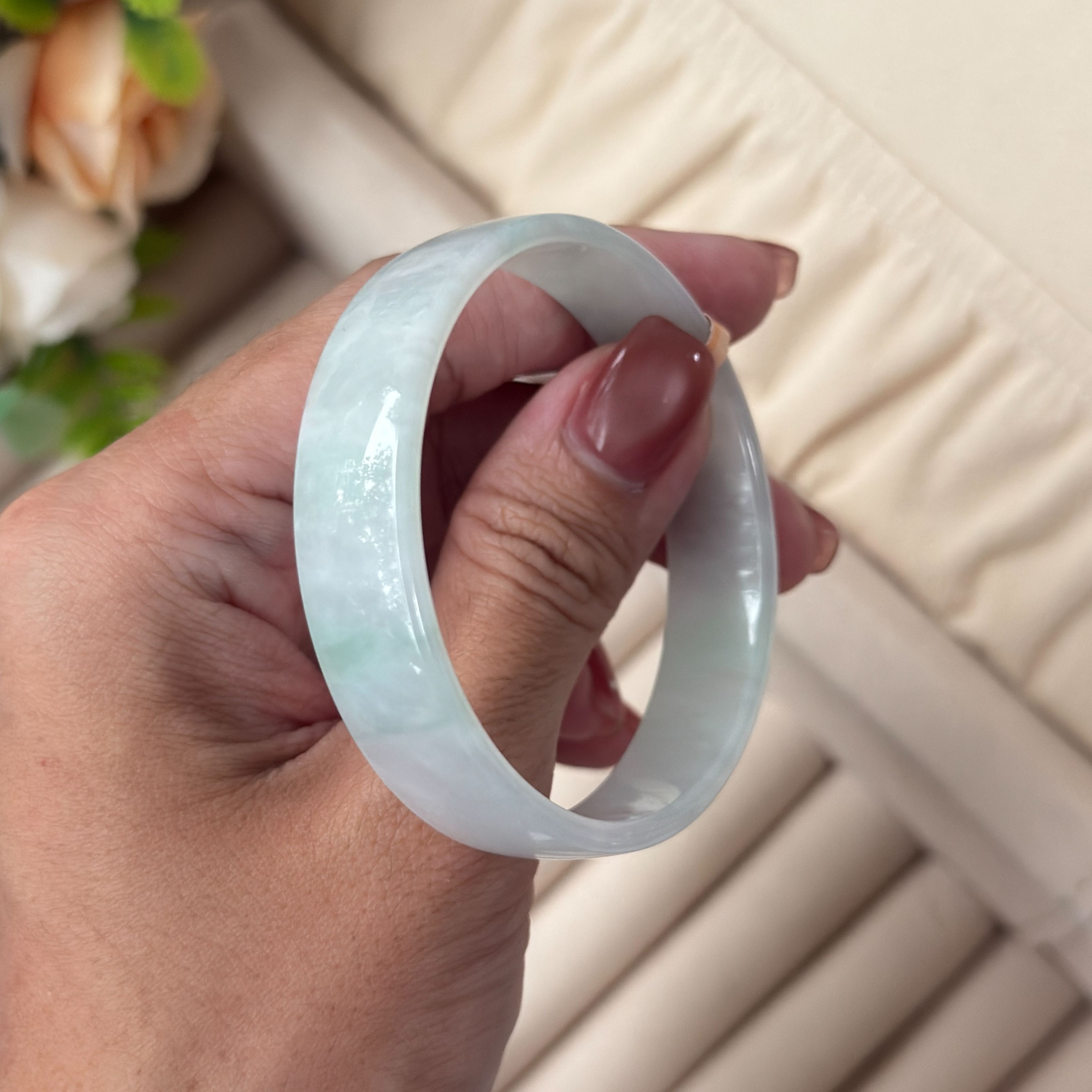 Grade A Spring Green Jade Princess Bangle - S52+/23.9g