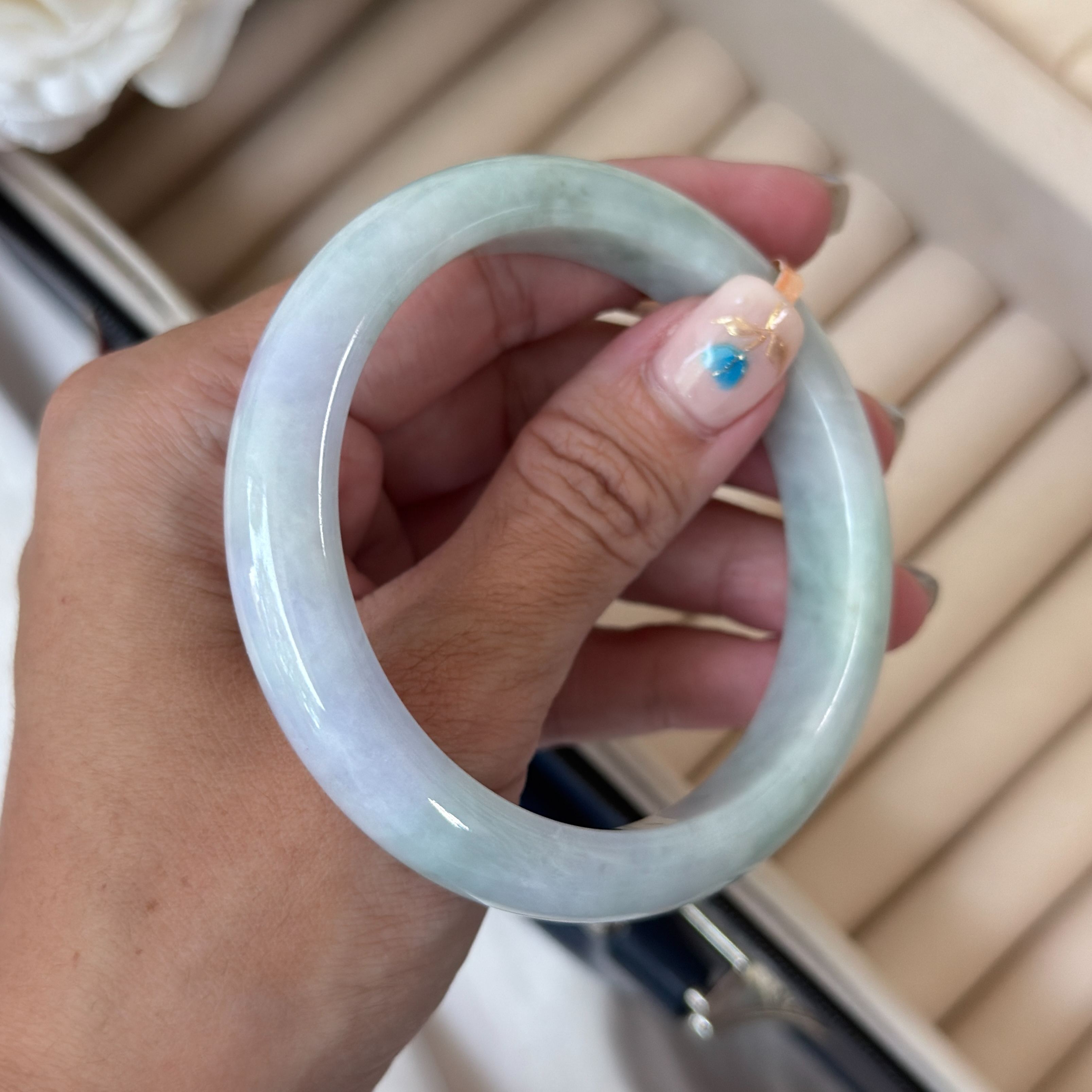 Grade A Lavender Green Jade Bangle - S59/60.5g