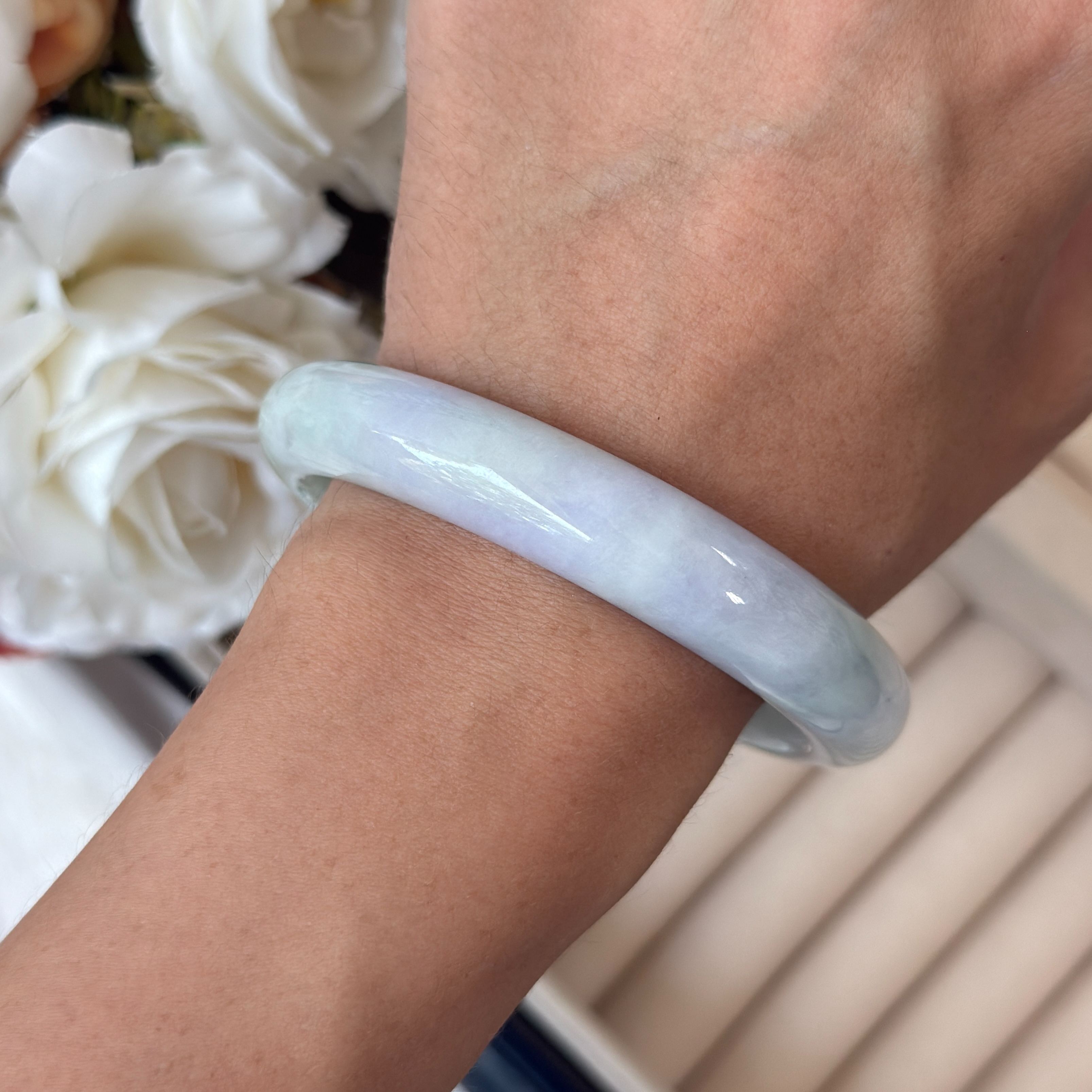 Grade A Lavender Green Jade Bangle - S59/60.5g