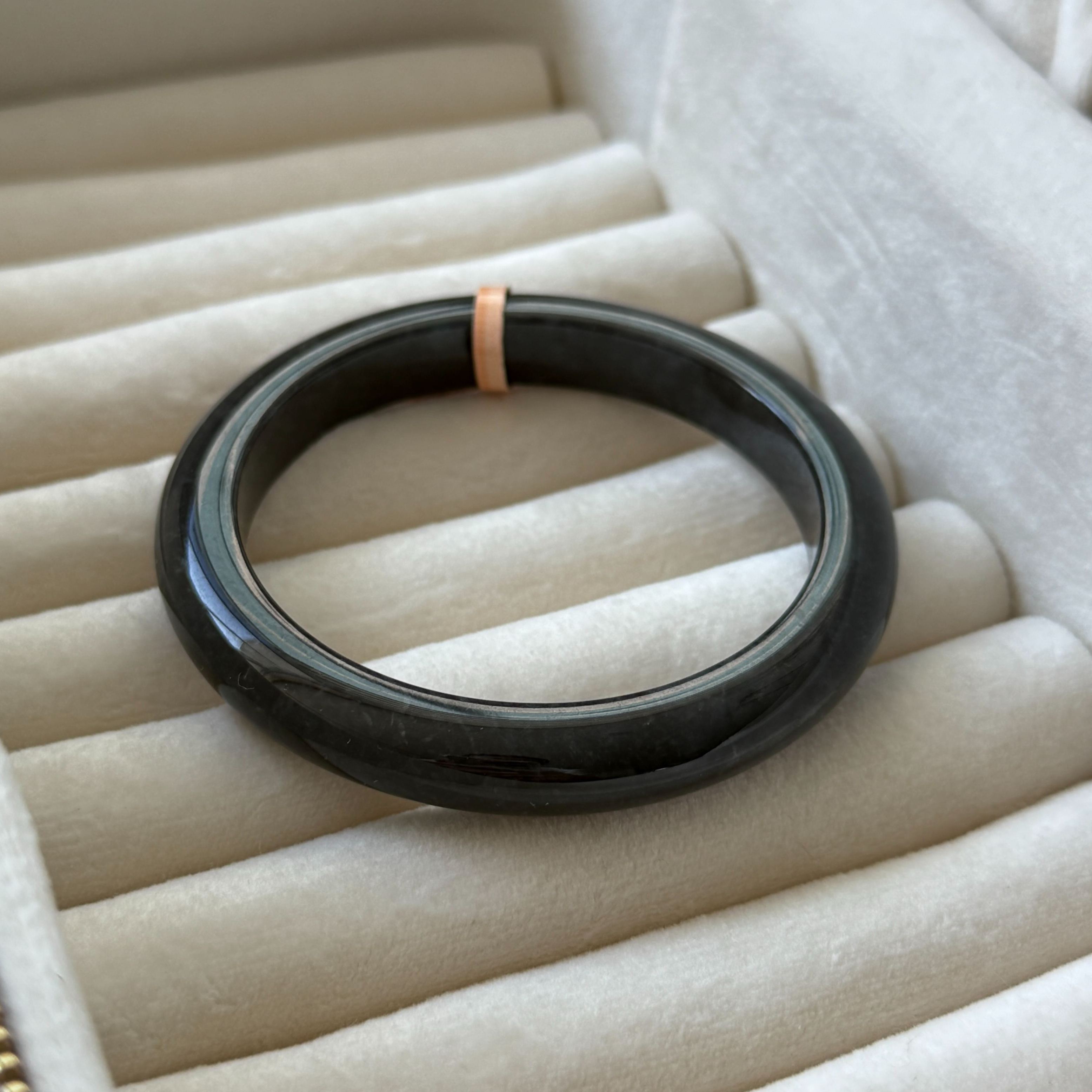 Grade A Ash Grey Jade Bangle - S56/44.8g