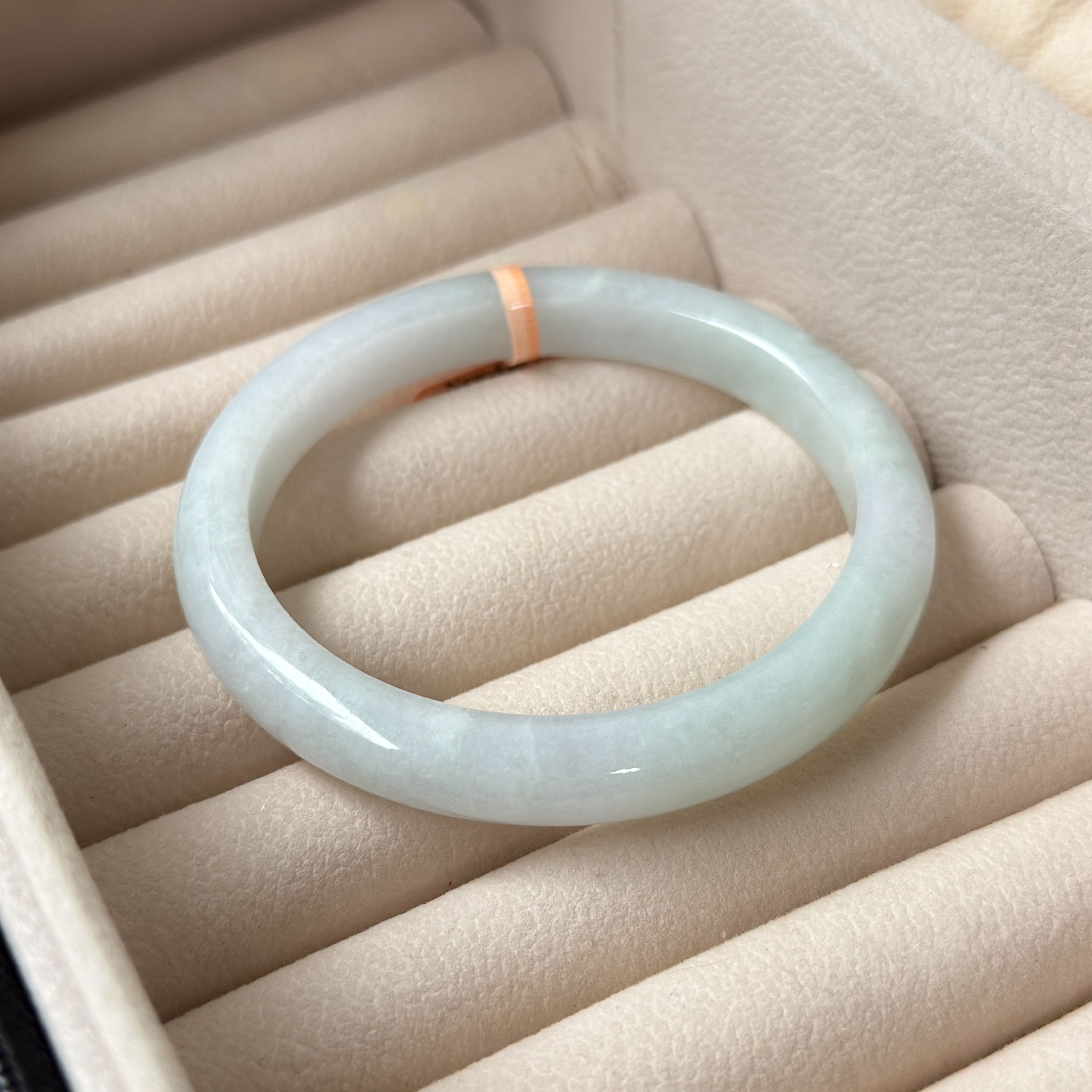 Grade A Frosty Green Jade Bangle - S57+/41.7g