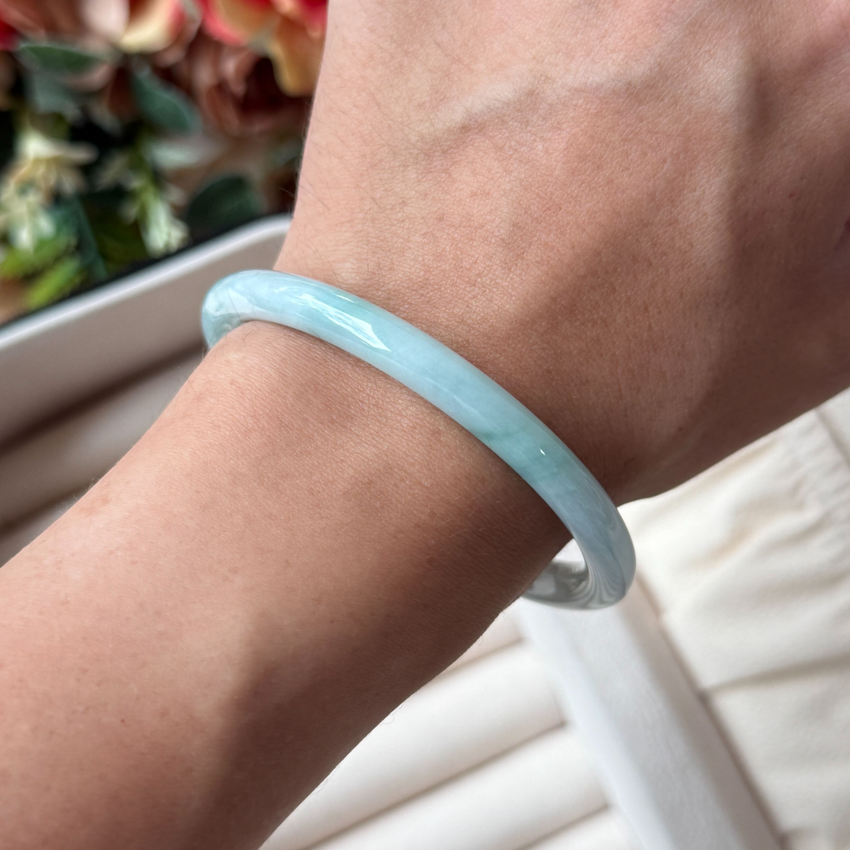 Grade A Waterhue Green Jade Xi Tiao Bangle - S53+/21.2g