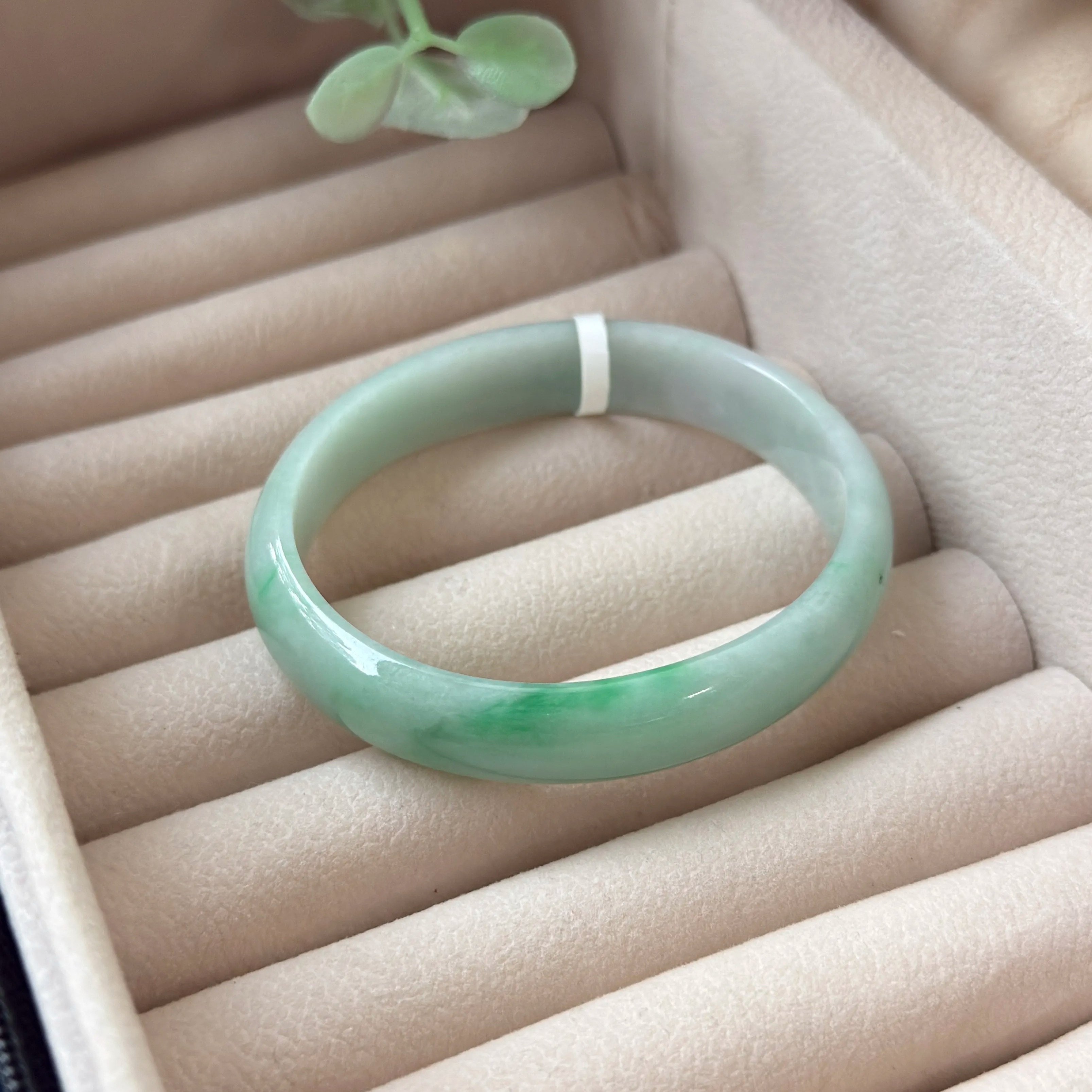 Grade A Apple Green Jade Oval Bangle - S56/33g - GMM