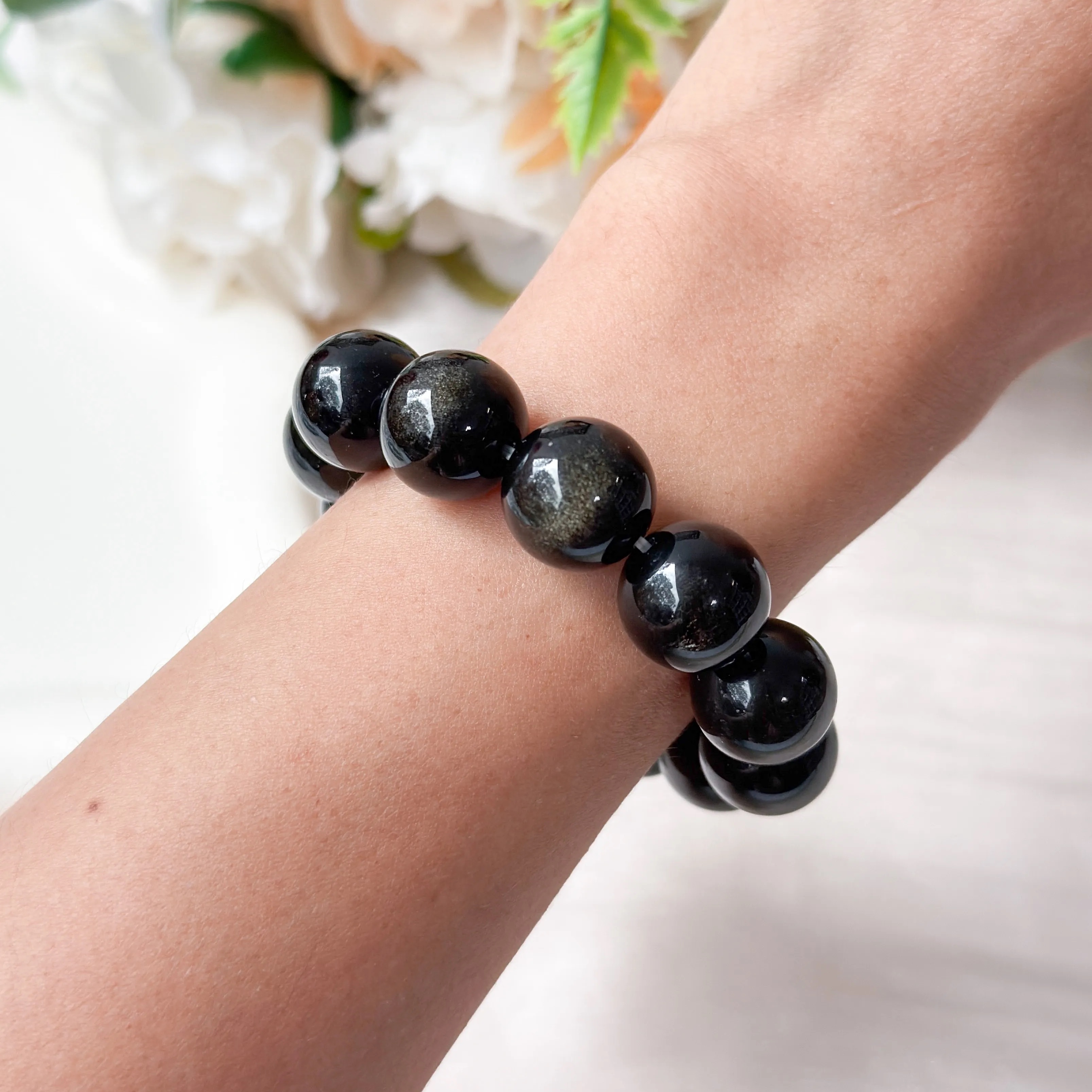 Gold Sheen Obsidian 14mm Bracelet
