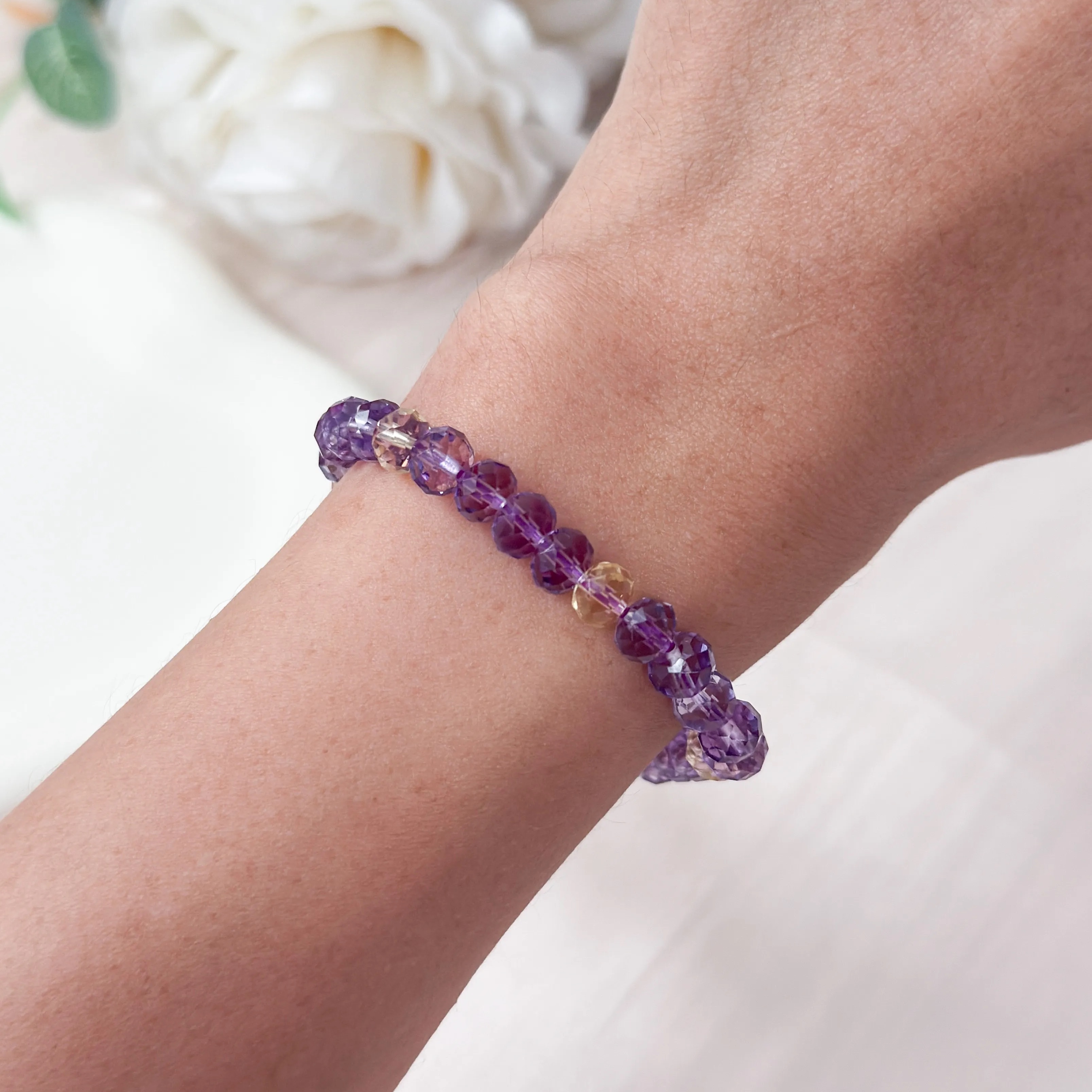 Amethyst and Citrine Abacus Cut Bracelet