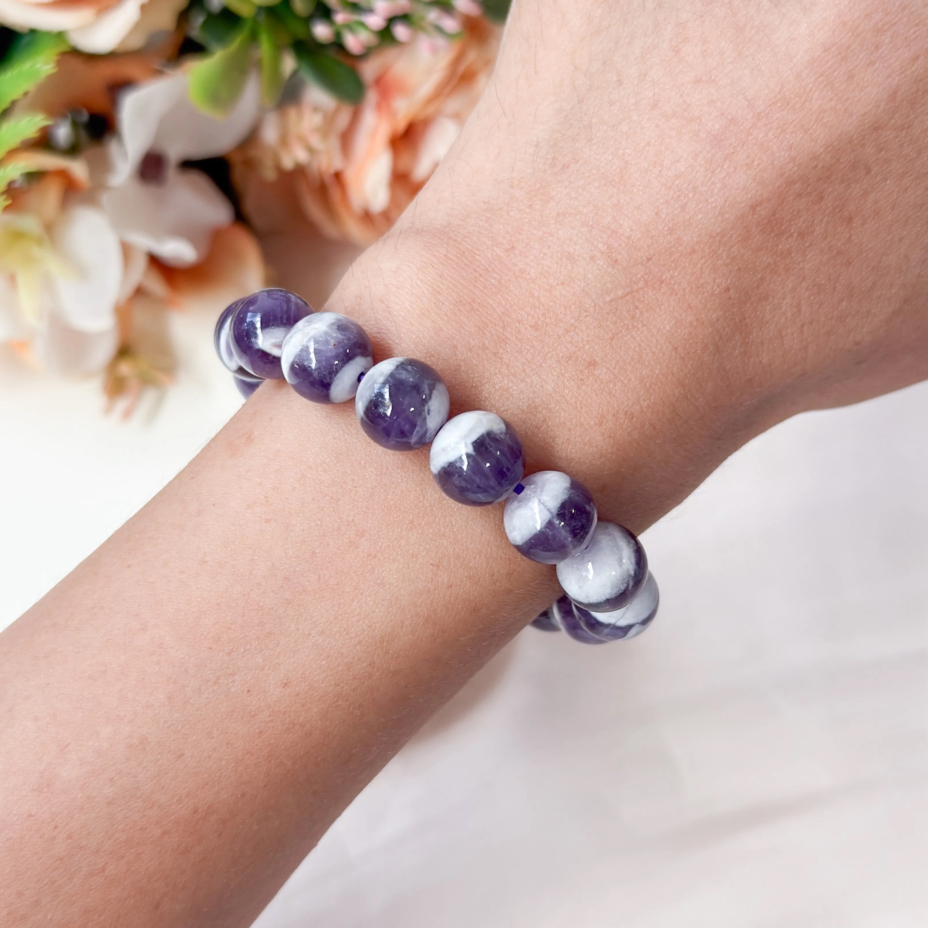 Chevron Amethyst 10mm Bracelet