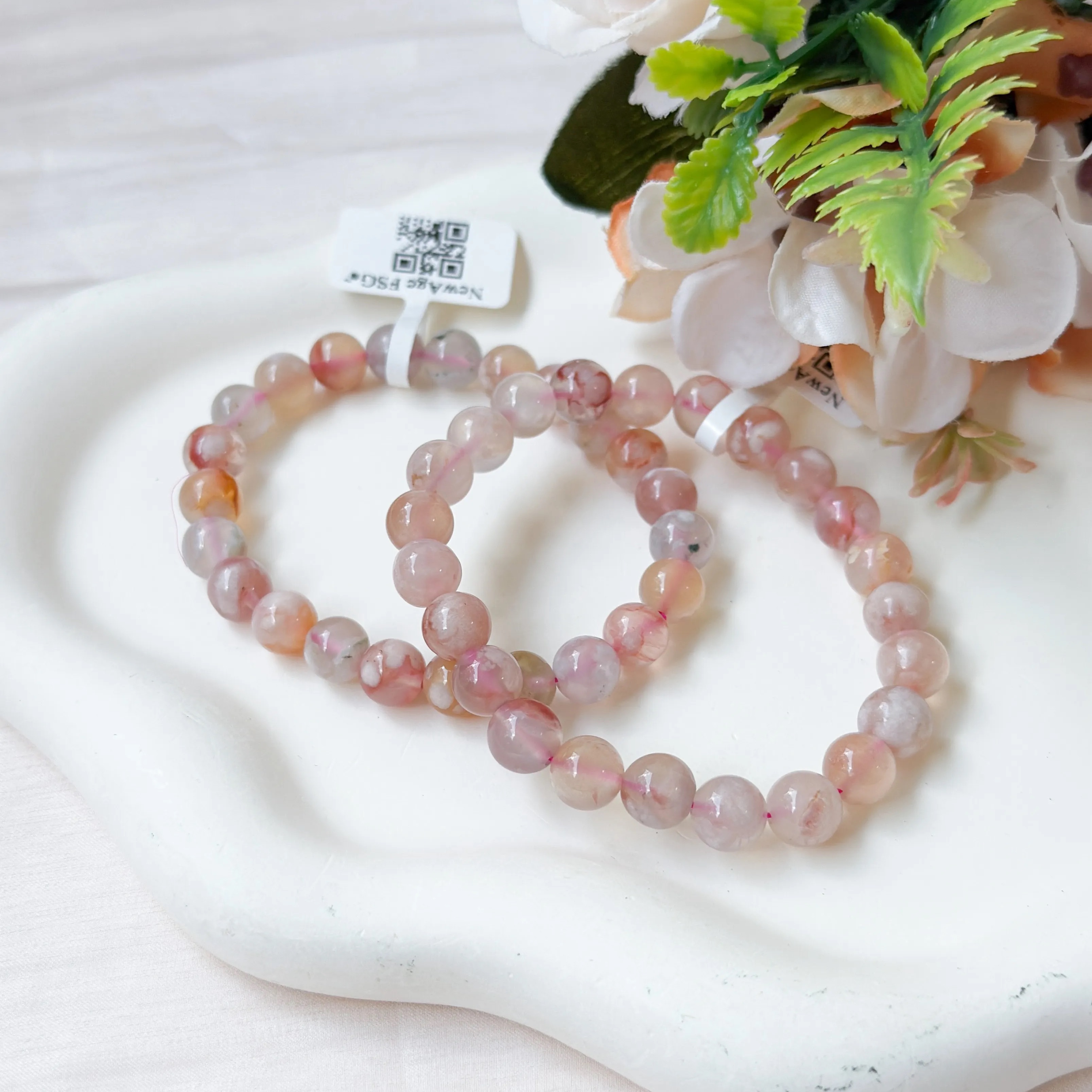  Sakura Agate 8mm Bracelet