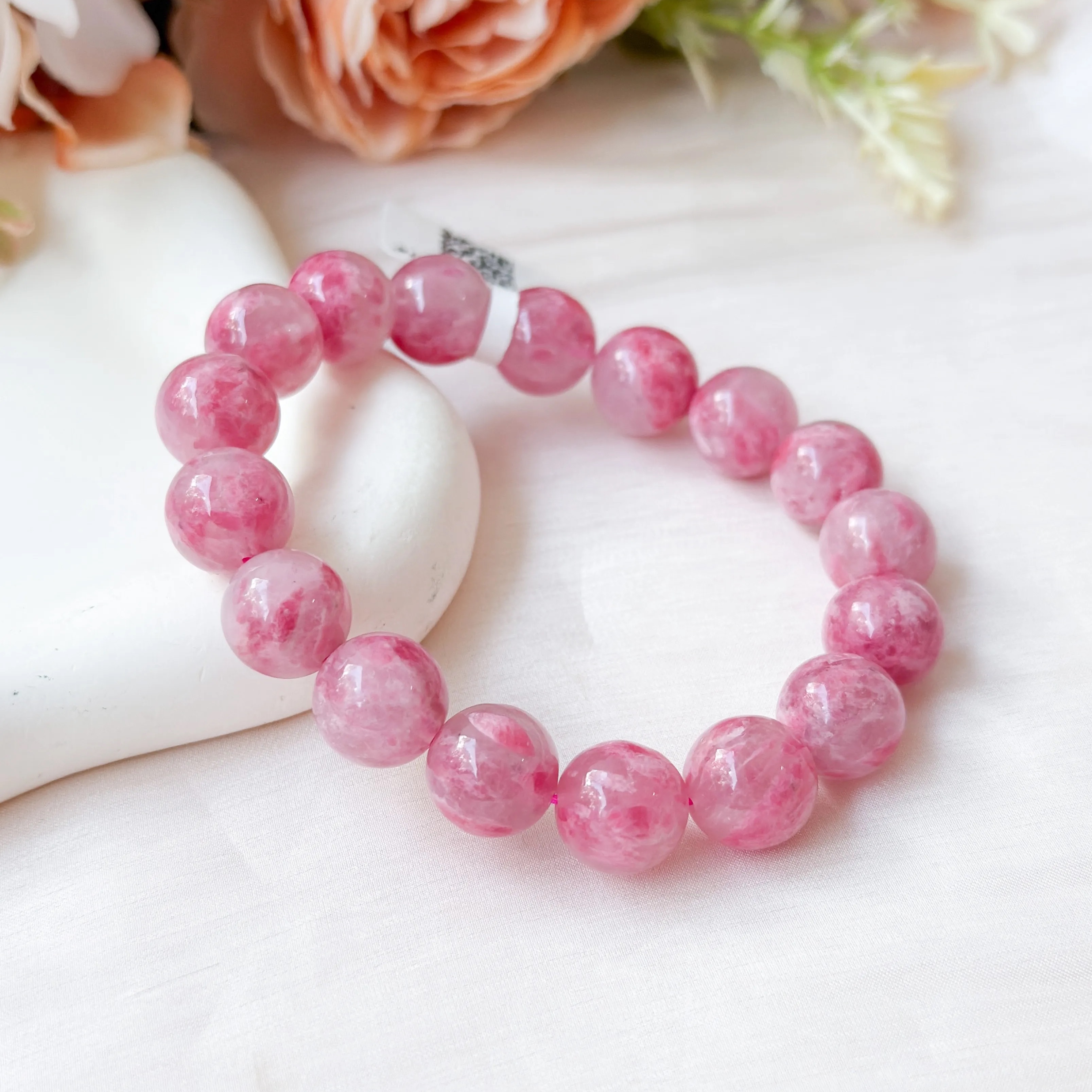 Rhodonite in Calcite 12mm AAA+ Bracelet
