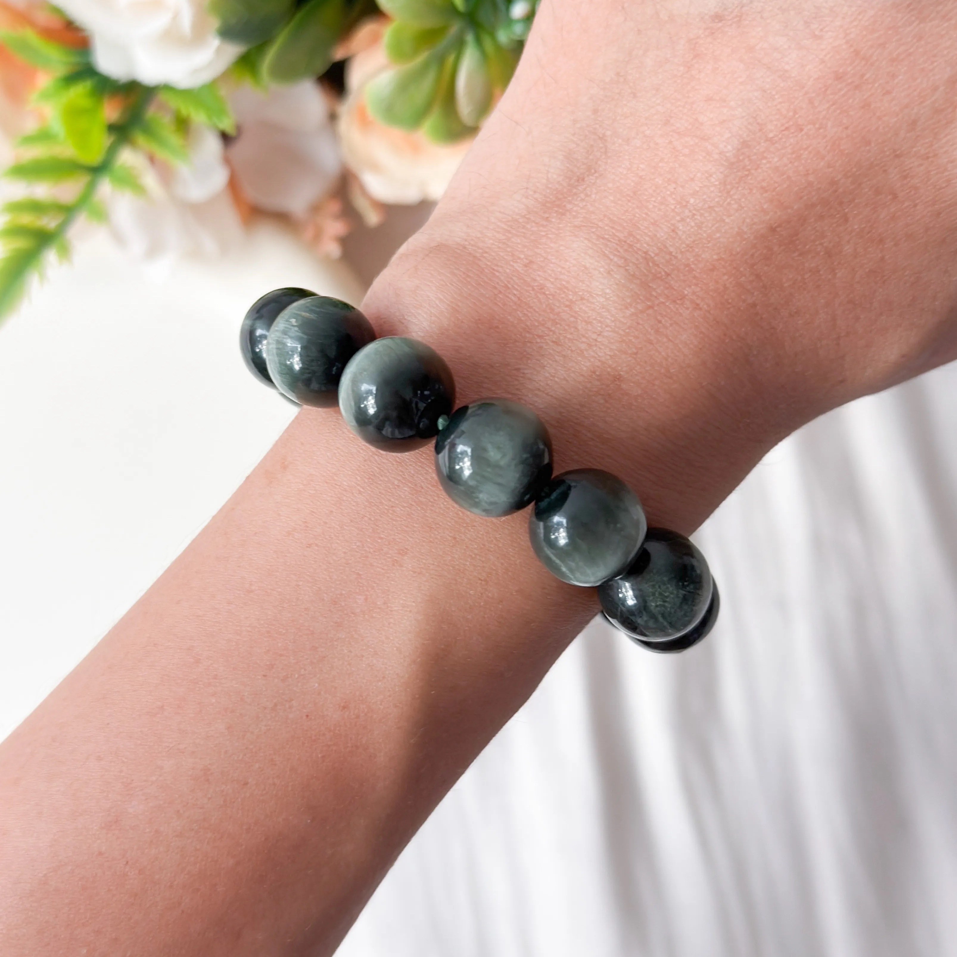 Green Cat’s Eye 12mm Bracelet