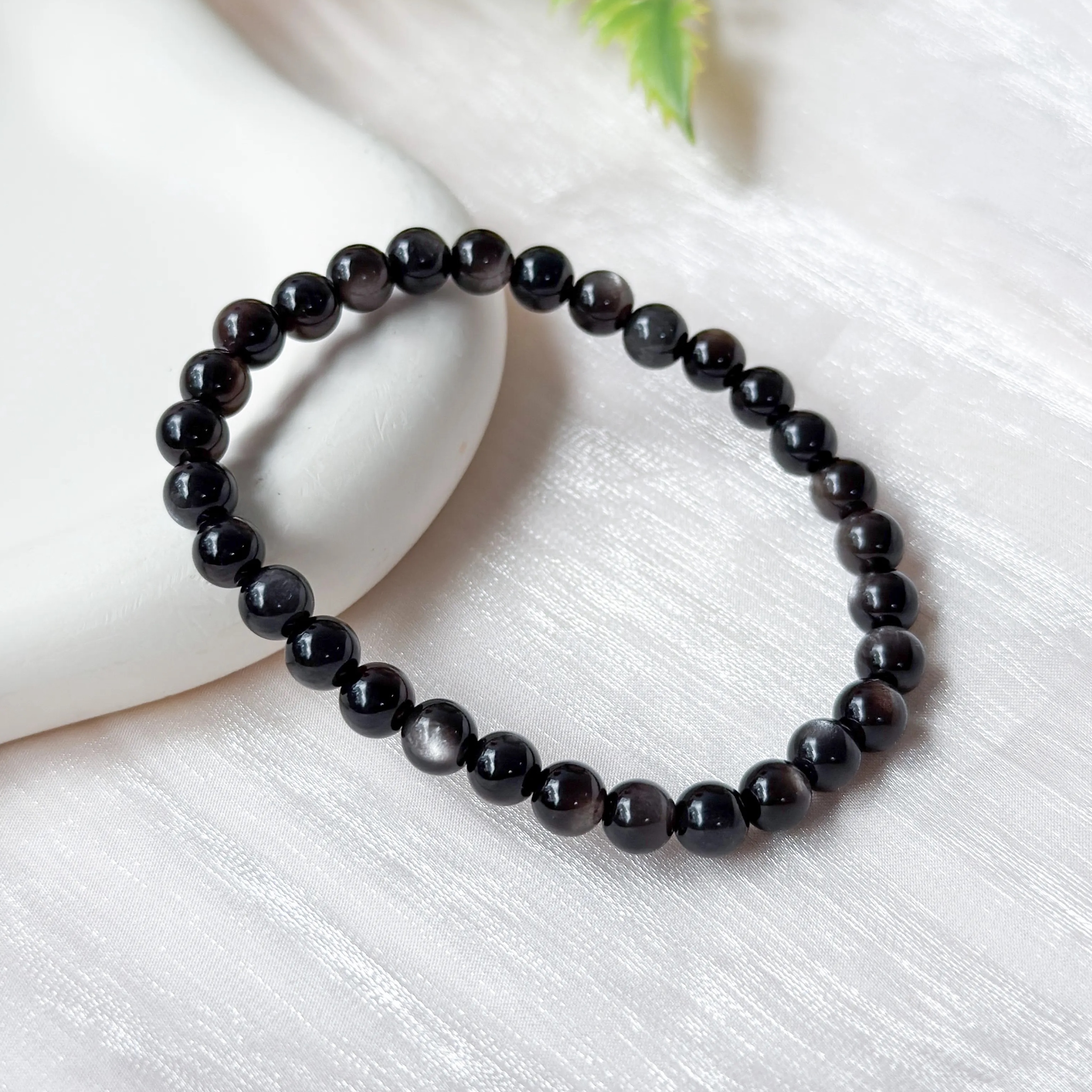 Silversheen Obsidian 6mm Bracelet