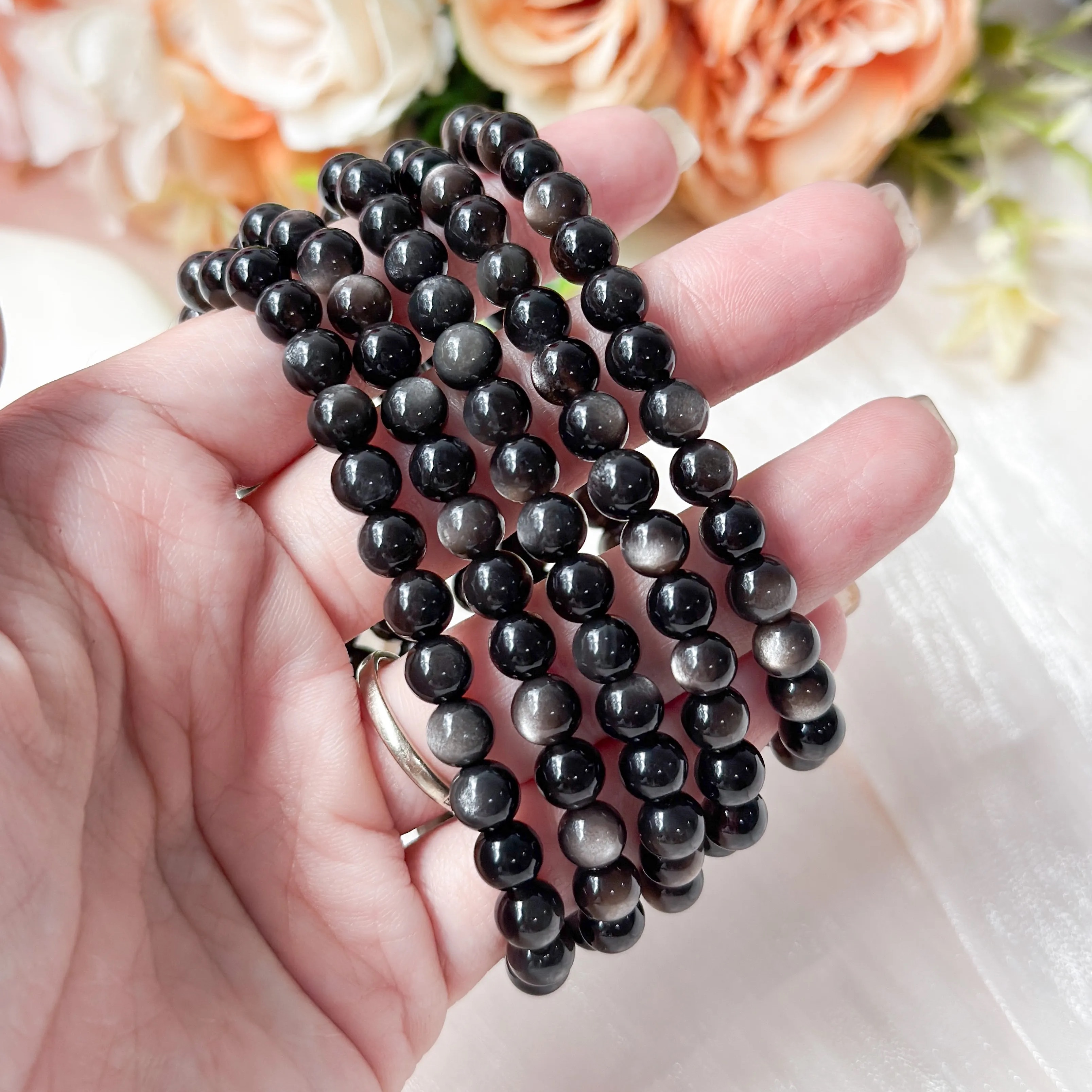 Silversheen Obsidian 6mm Bracelet