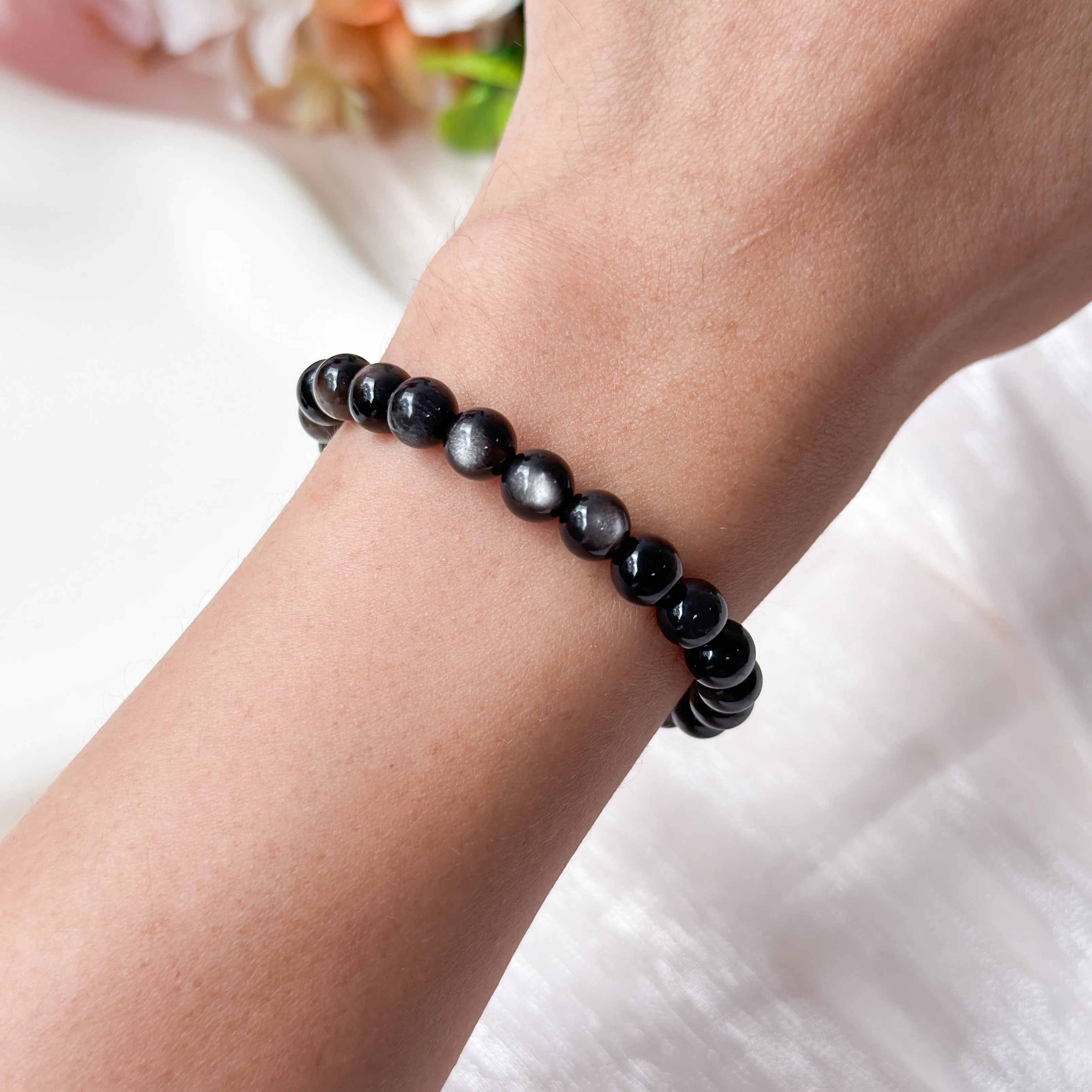 Silversheen Obsidian 6mm Bracelet