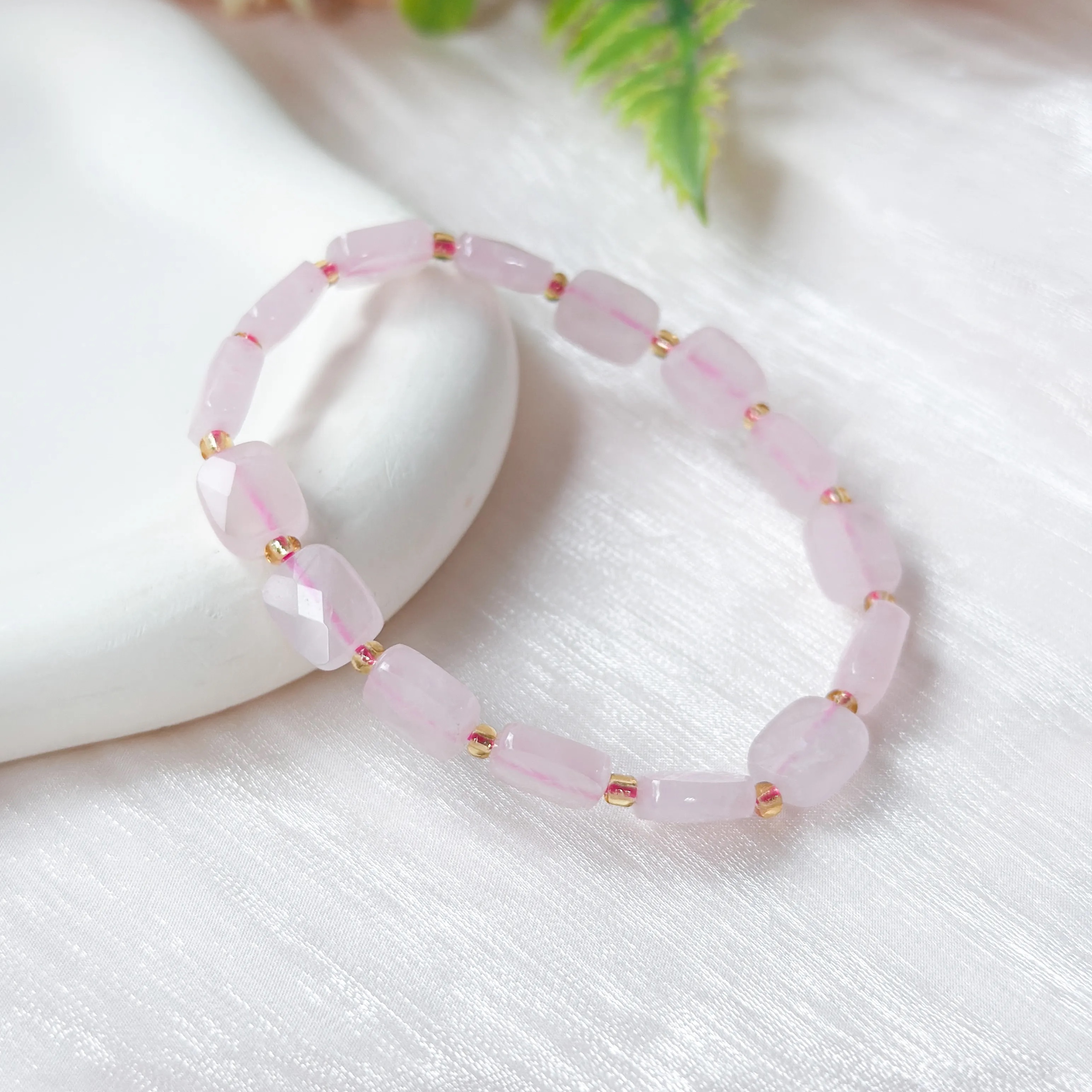 Rose Quartz Rect Canister Bracelet