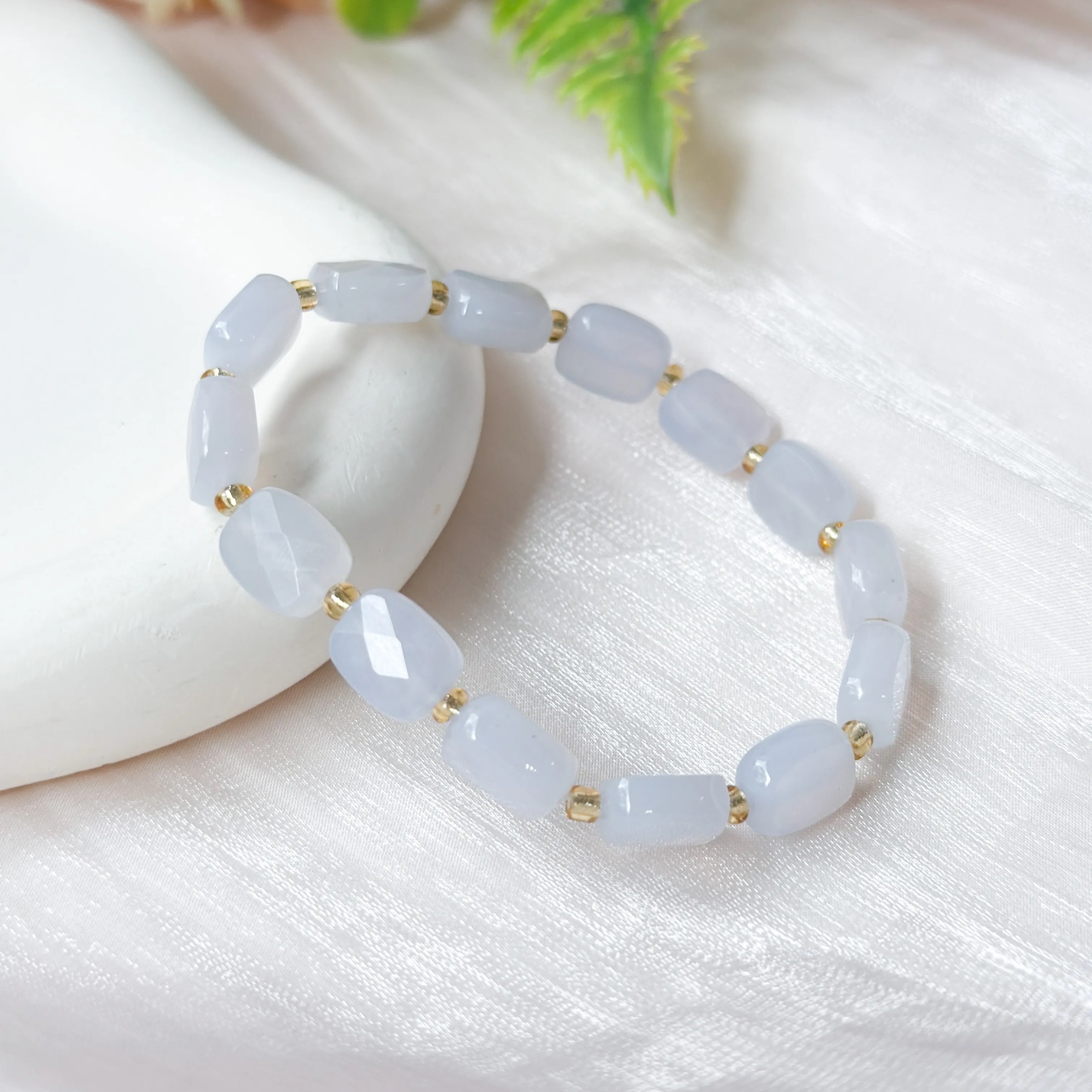 White Chalcedony Rect Canister Bracelet