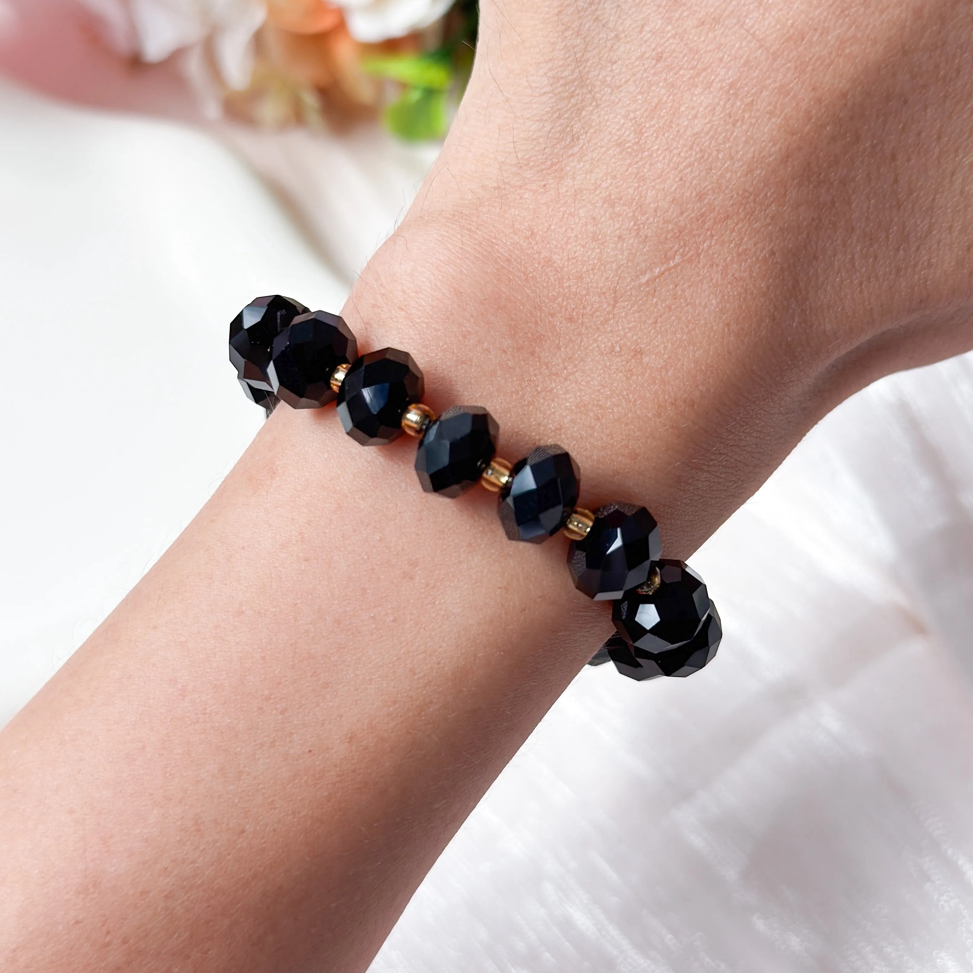 Onyx Abacus Cut Bracelet - Large