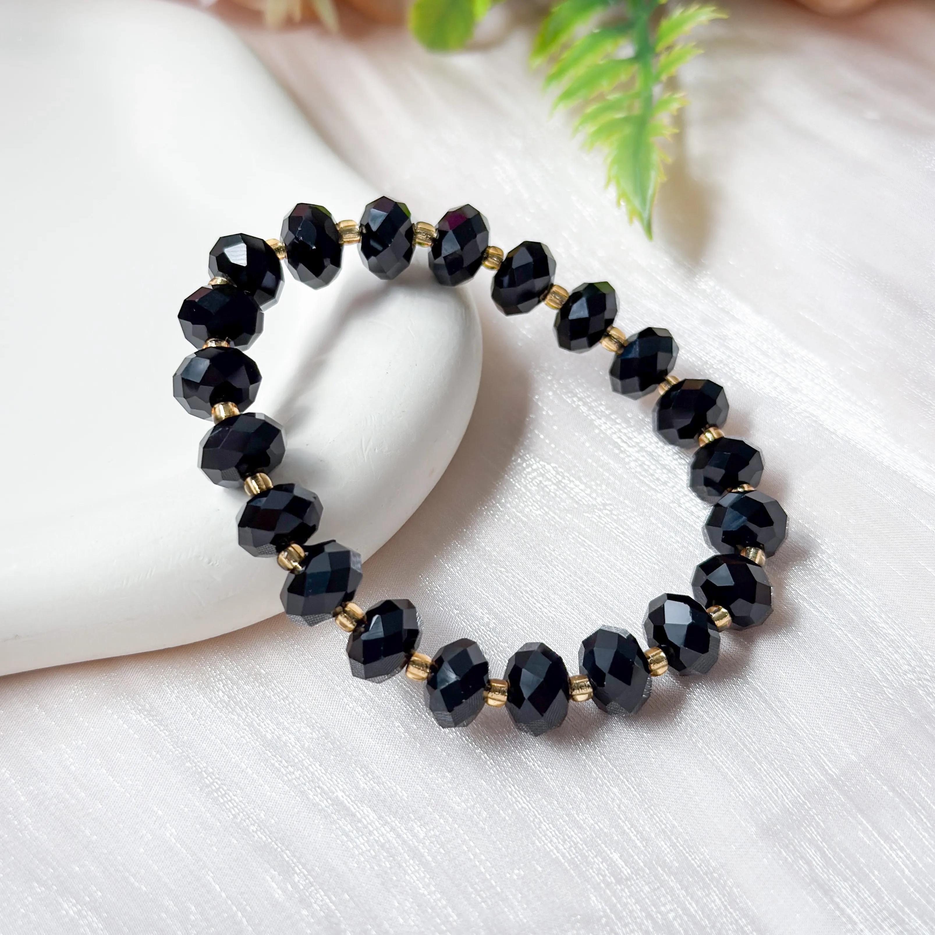 Onyx Abacus Cut Bracelet - Large