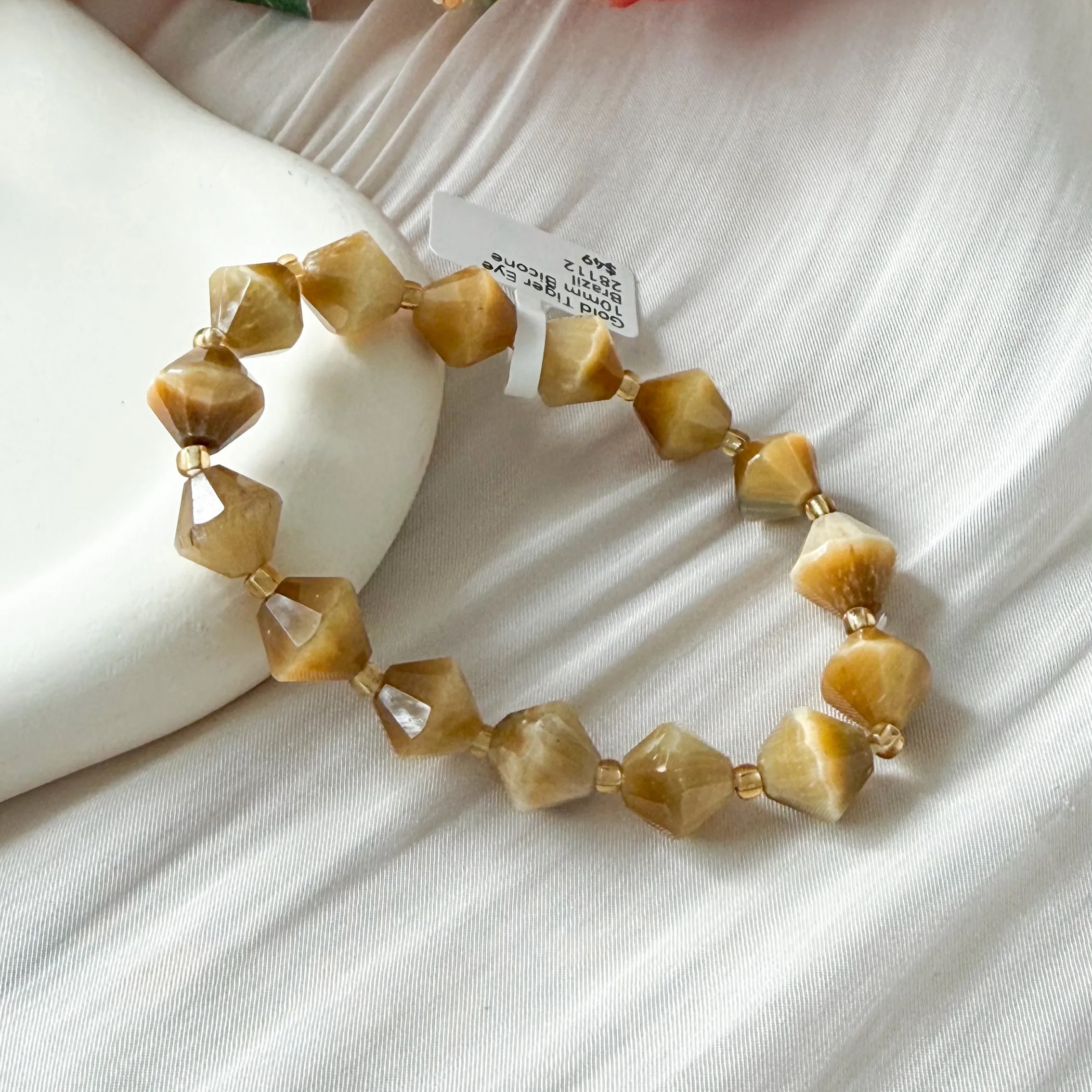 Golden Tiger Eye 10mm Bicone Bracelet