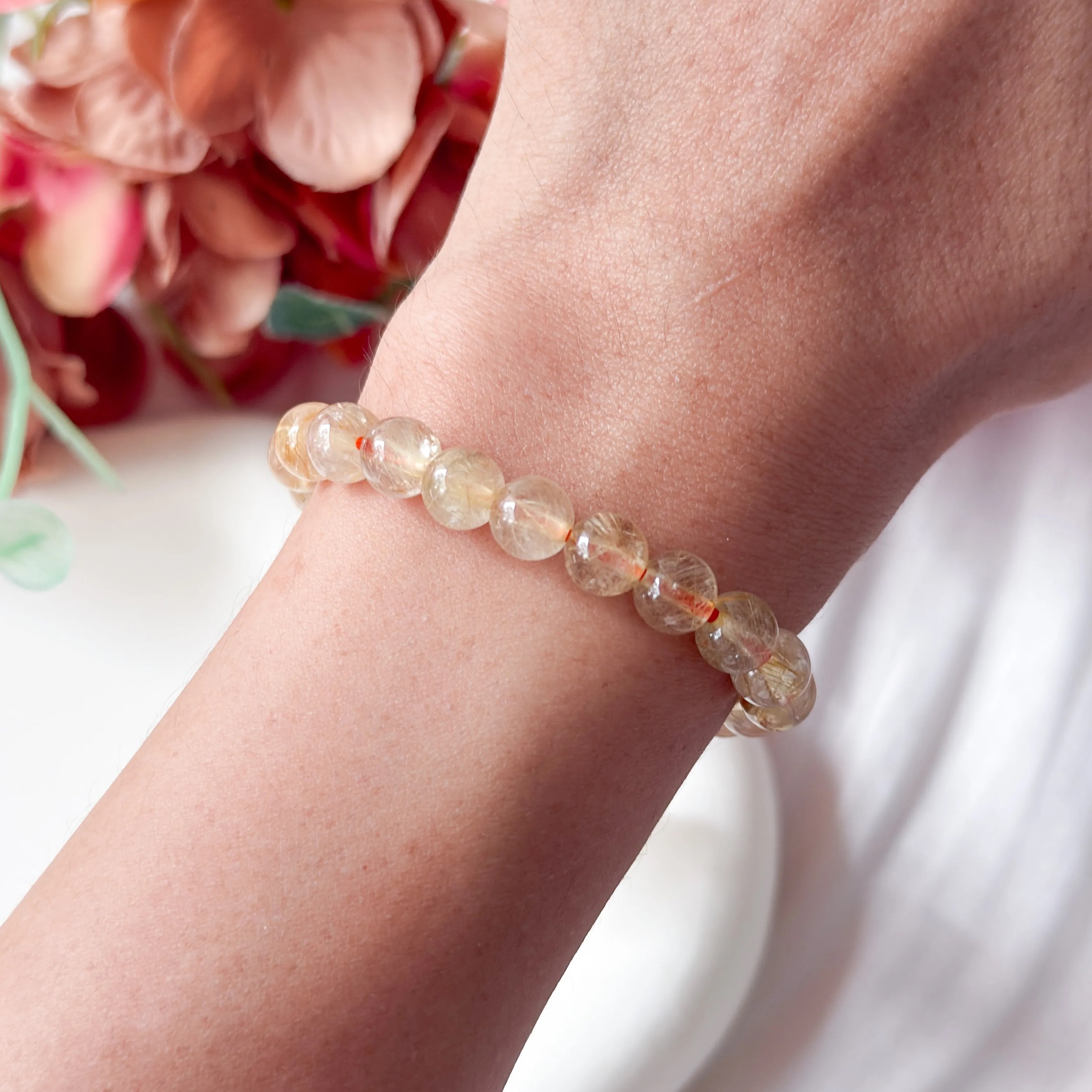 Gold Rutilated Quartz 6+mm AA+ Bracelet