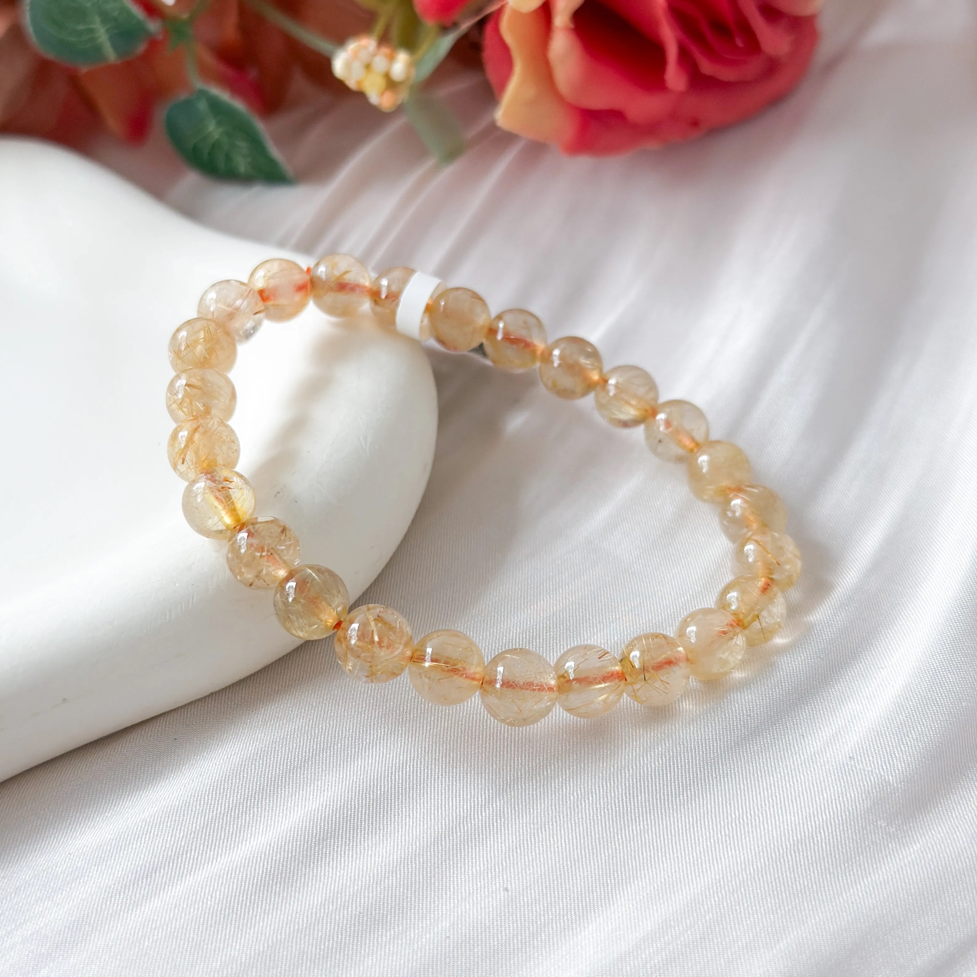 Gold Rutilated Quartz 7+mm AA+ Bracelet