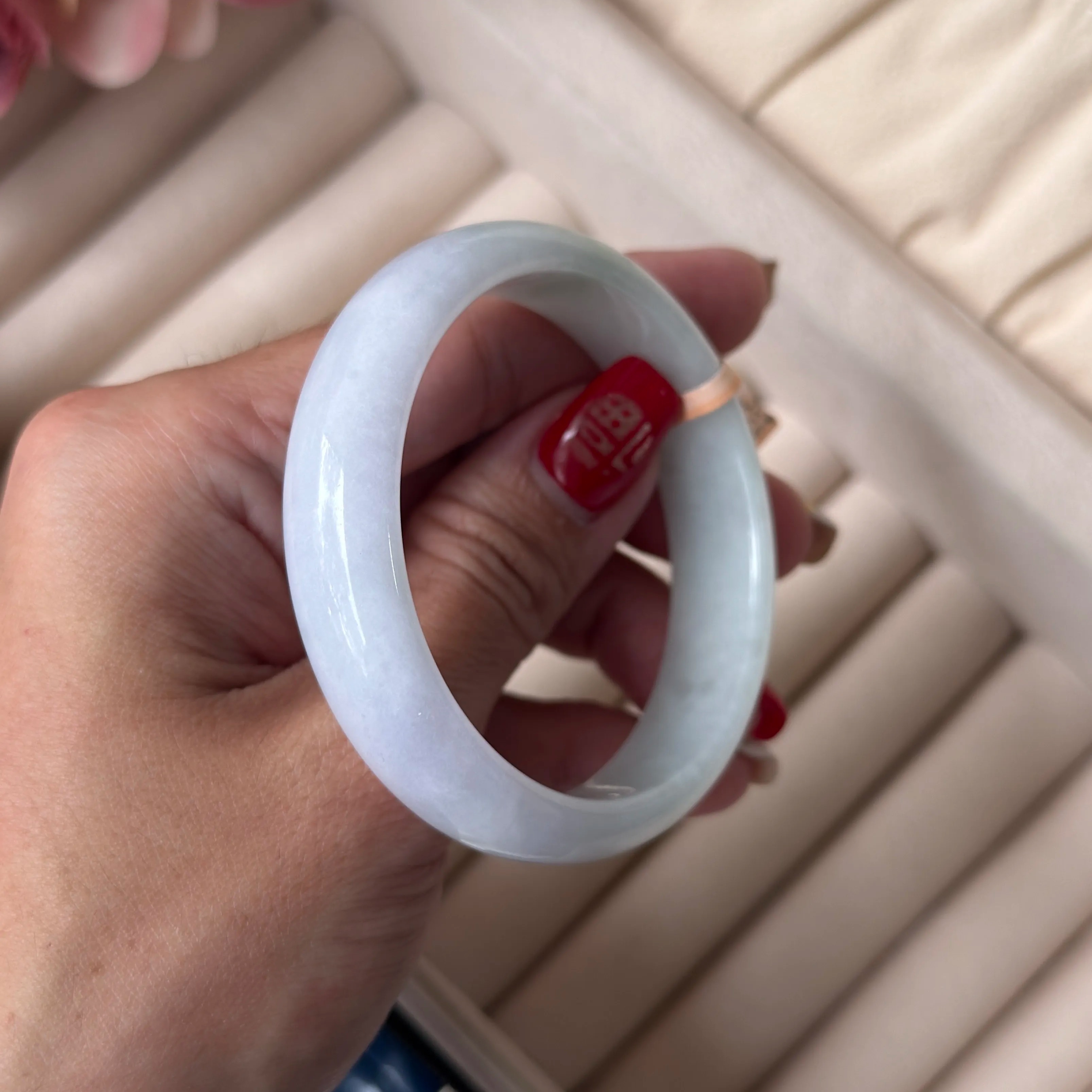 Grade A Sage Lavender Green Jade Bangle - S52+/43.1g