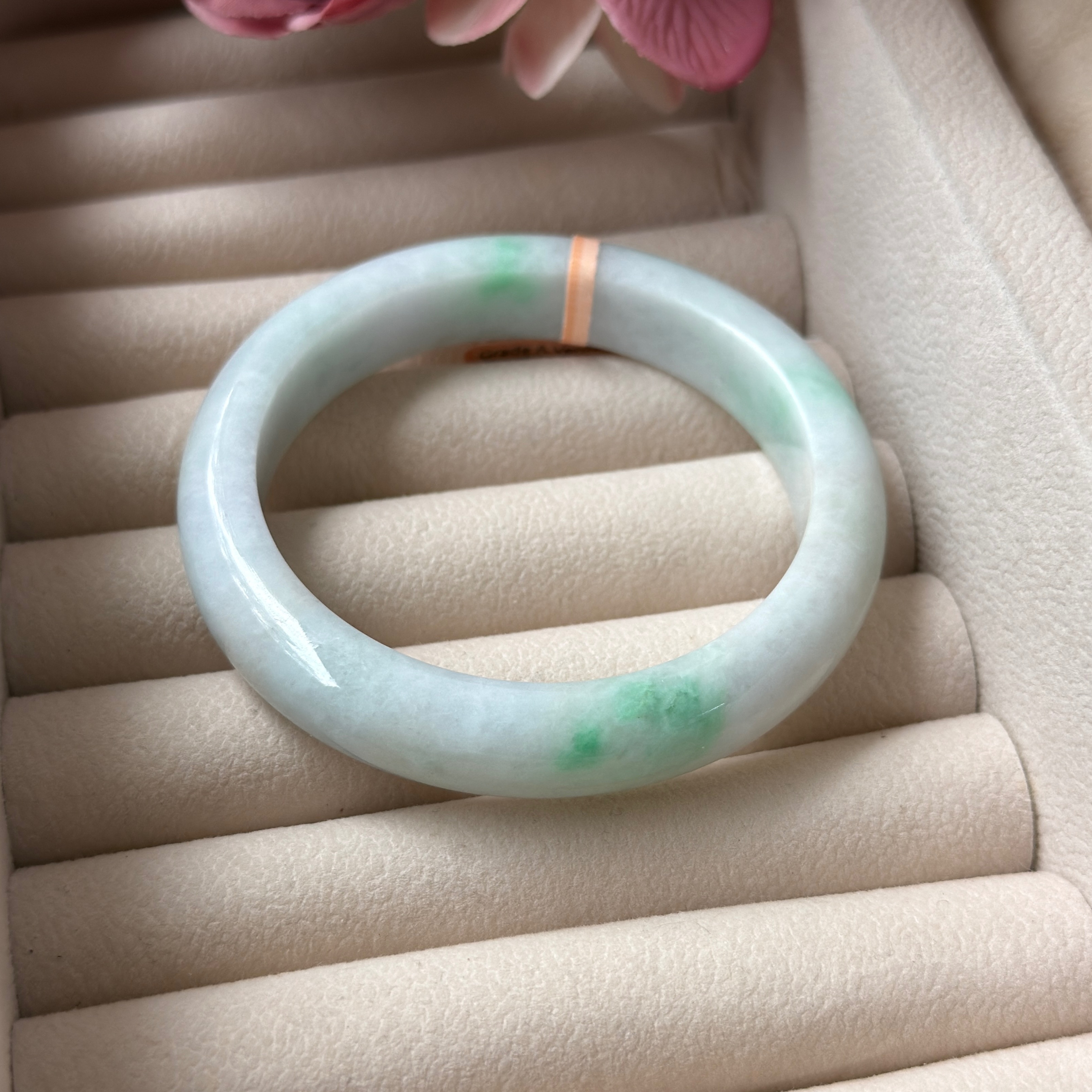 Grade A Verdant Cloud Jade Bangle  - S57+/60.6g