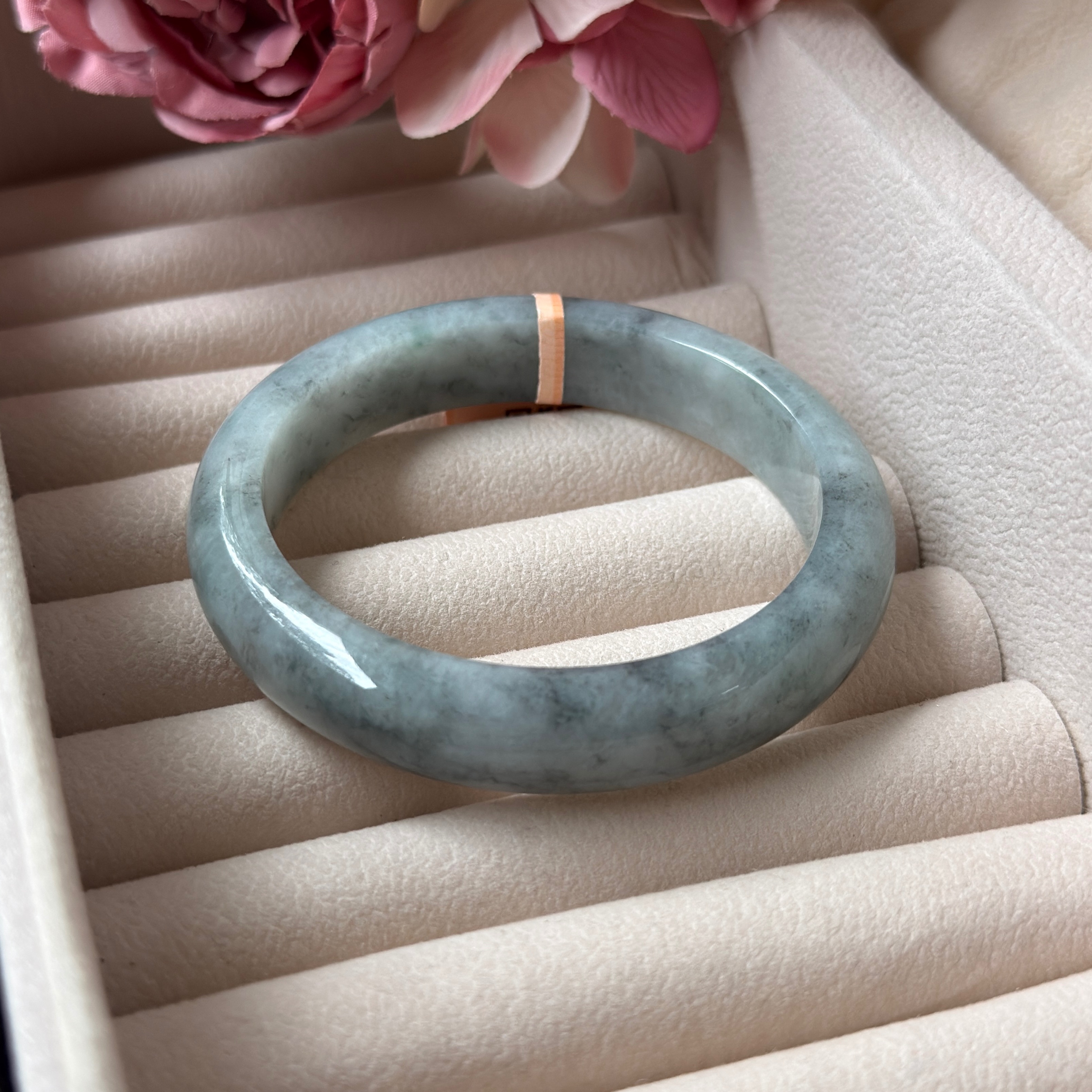 Grade A Flora Ash Jade Bangle - S58+/63.4g - CTM