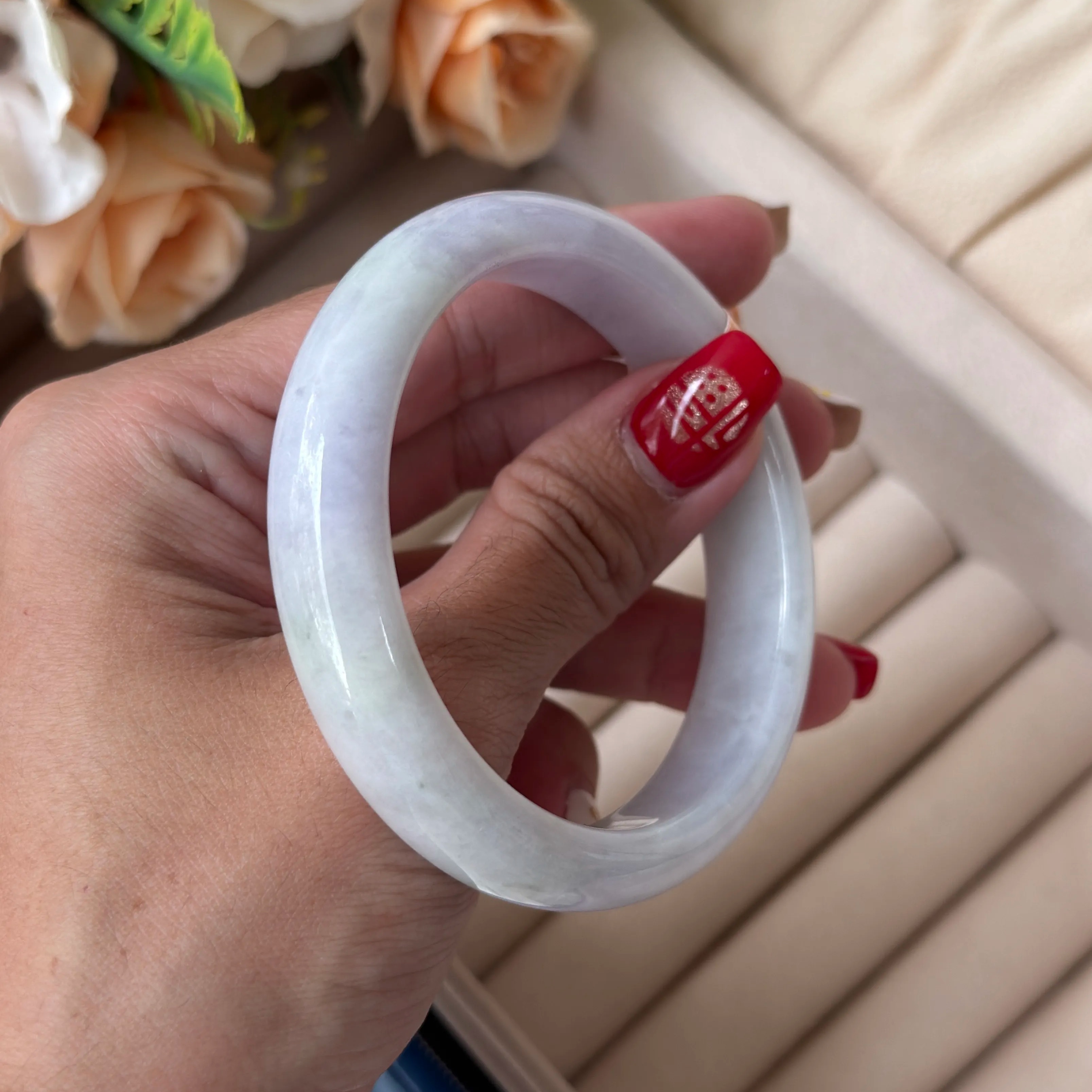 Grade A Lavender Green Jade Bangle - S56/55.3g