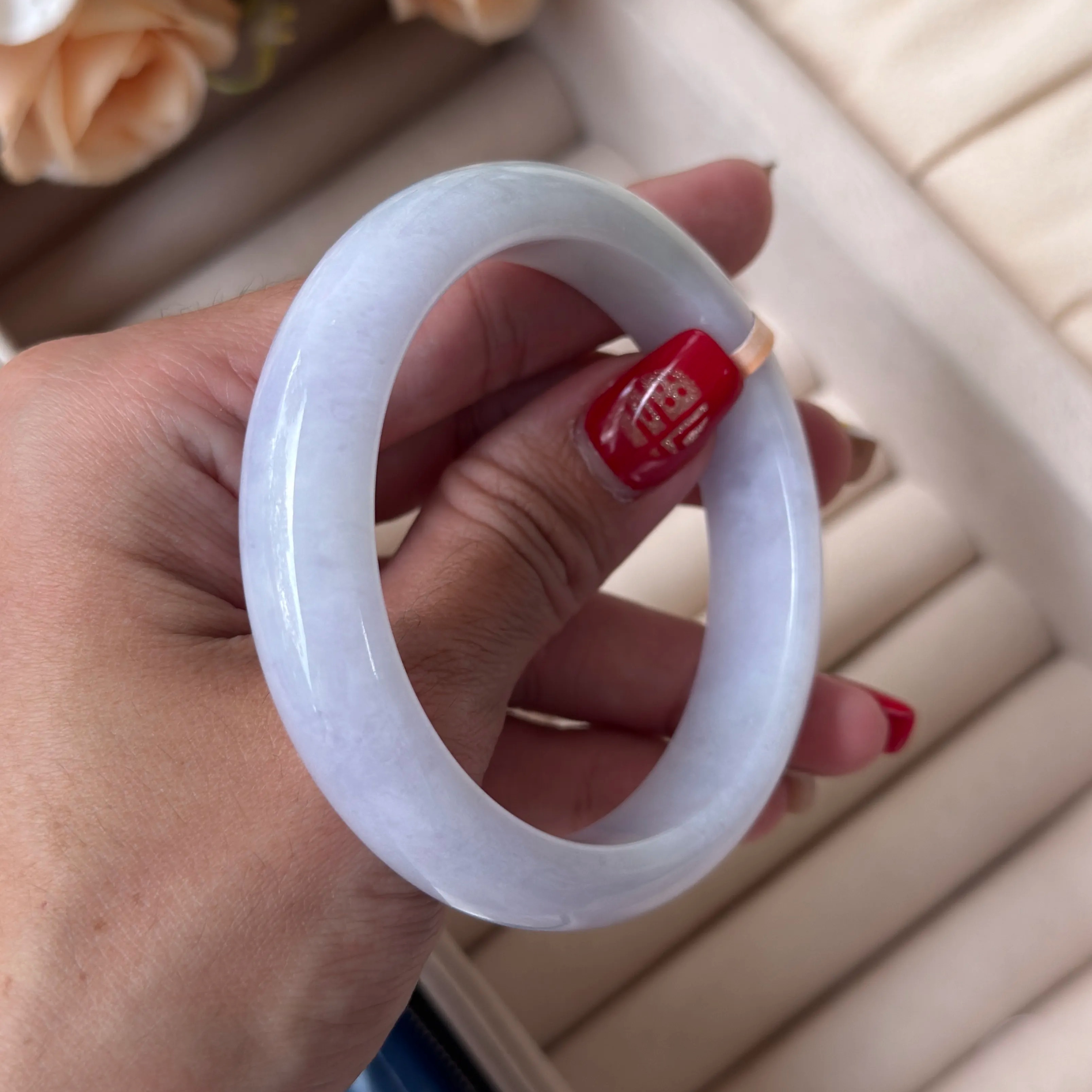 Grade A Sage Lavender Green Jade Bangle - S56/57.5g