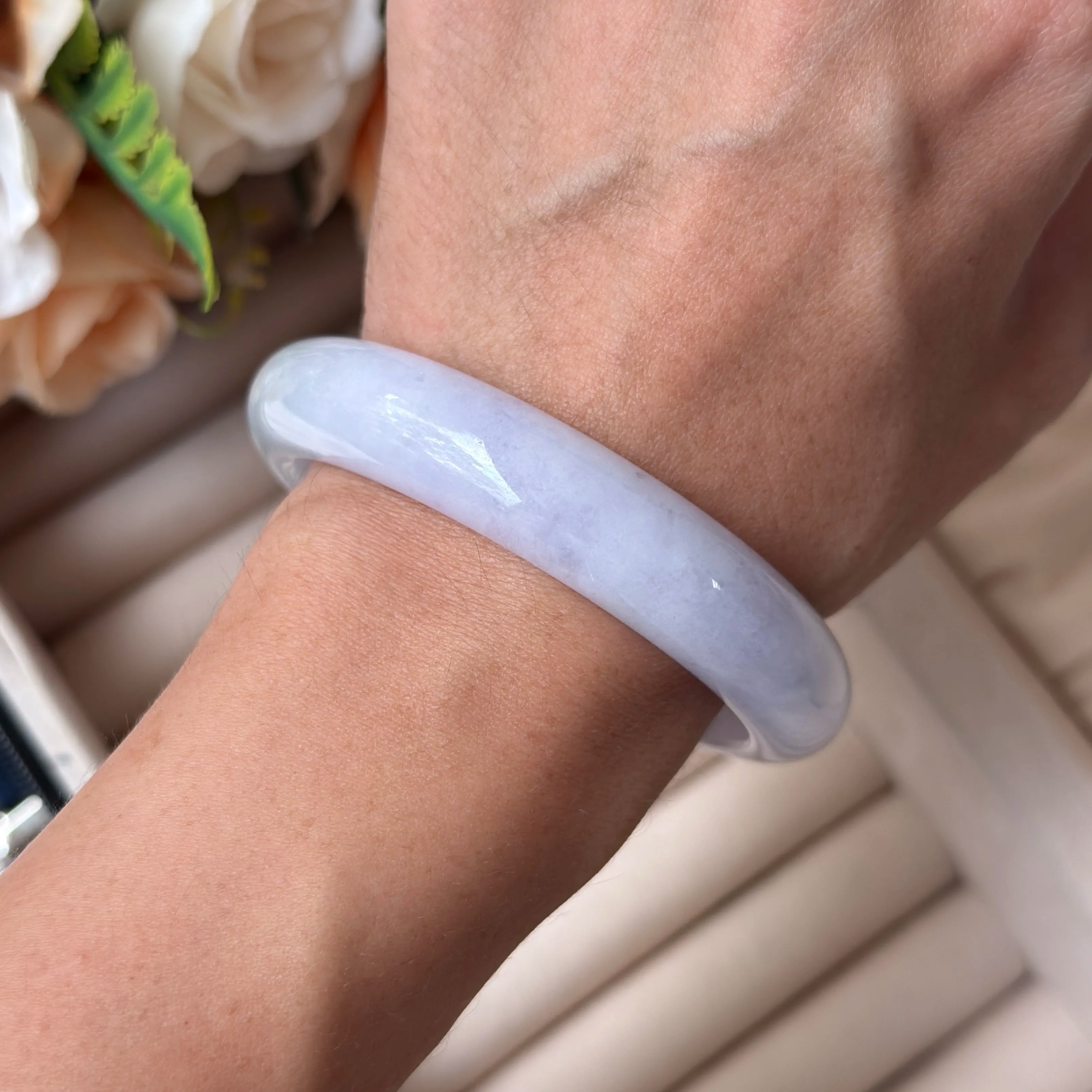 Grade A Sage Lavender Green Jade Bangle - S56/57.5g