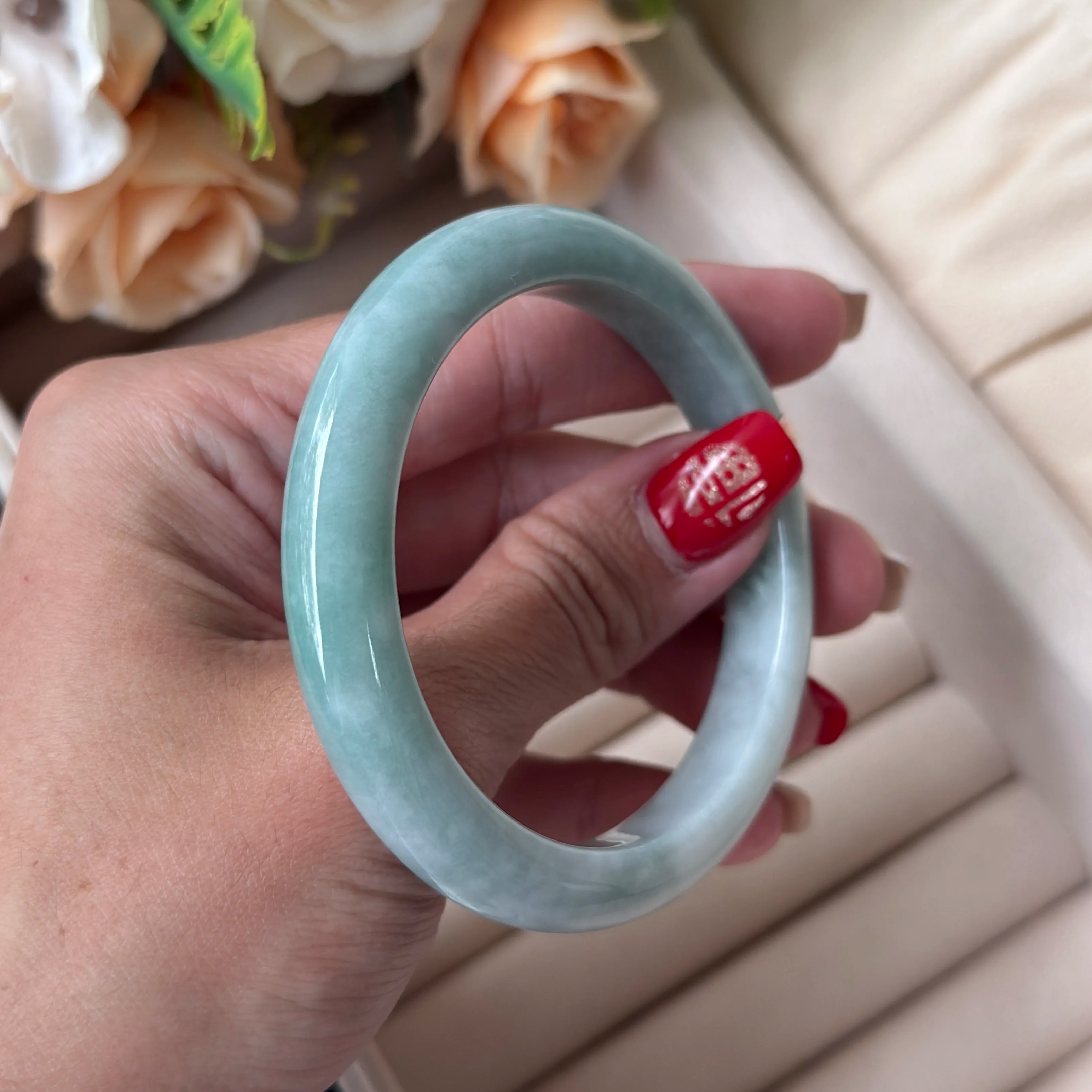 Grade A Waterhue Green Jade Bangle - S54/42.3g