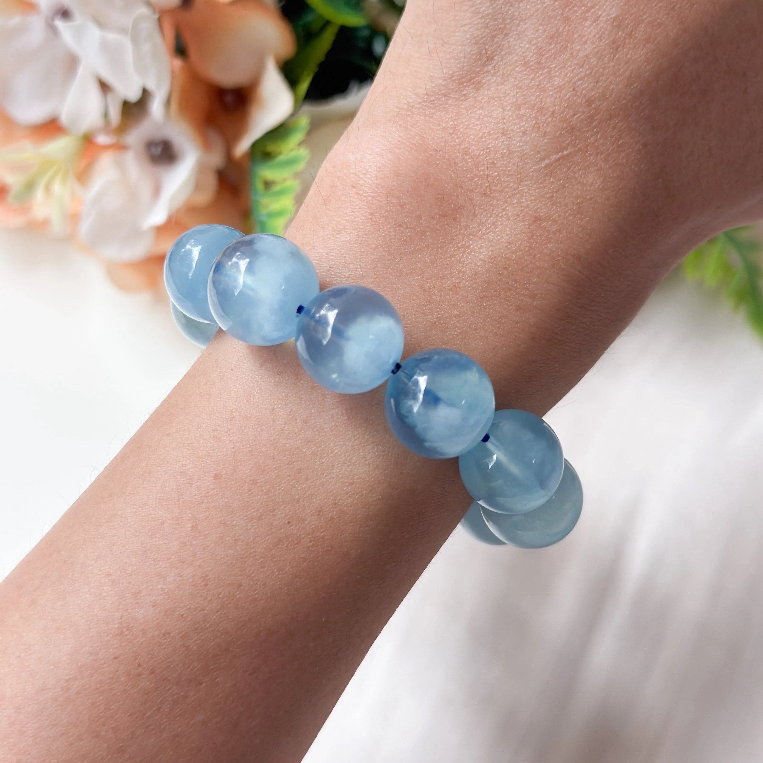 Foamy Aquamarine 13+mm AAAA Bracelet