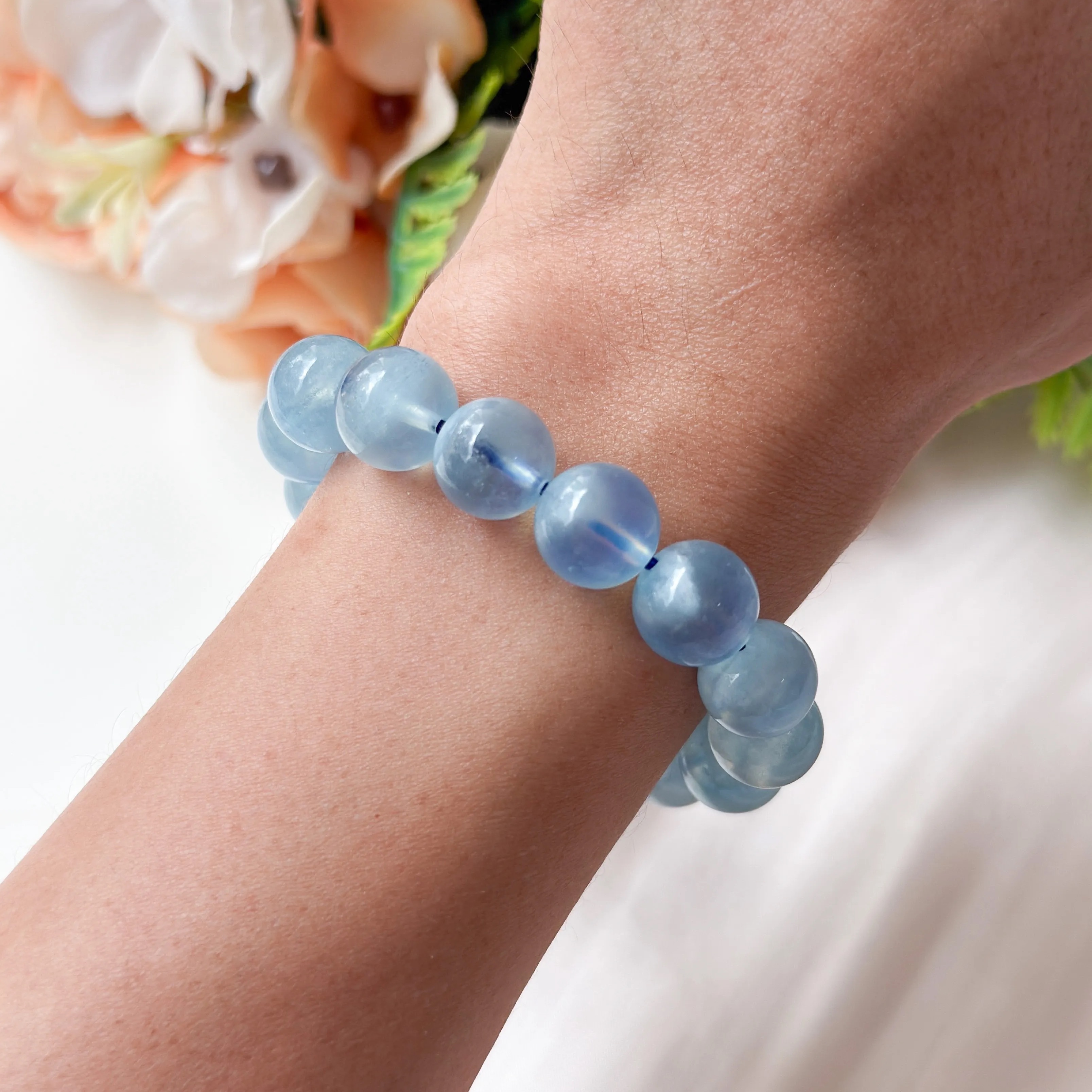 Foamy Aquamarine 10-11mm AAAA Bracelet