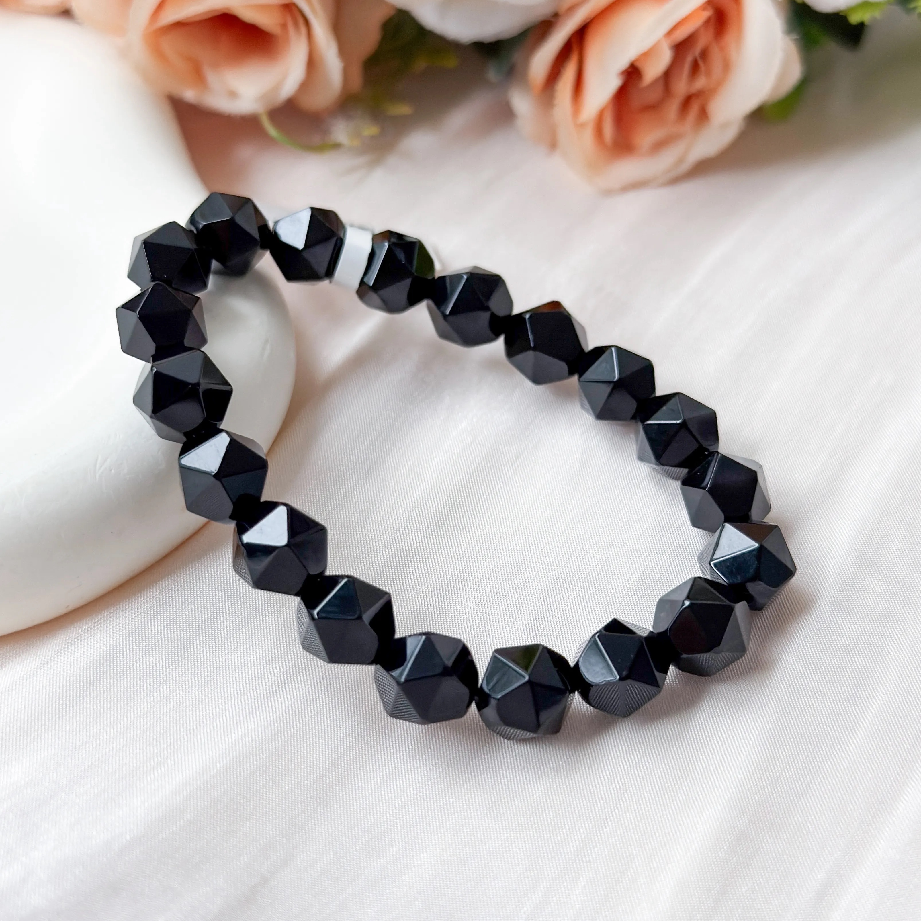 Onyx 9+mm Diamond Cut Bracelet