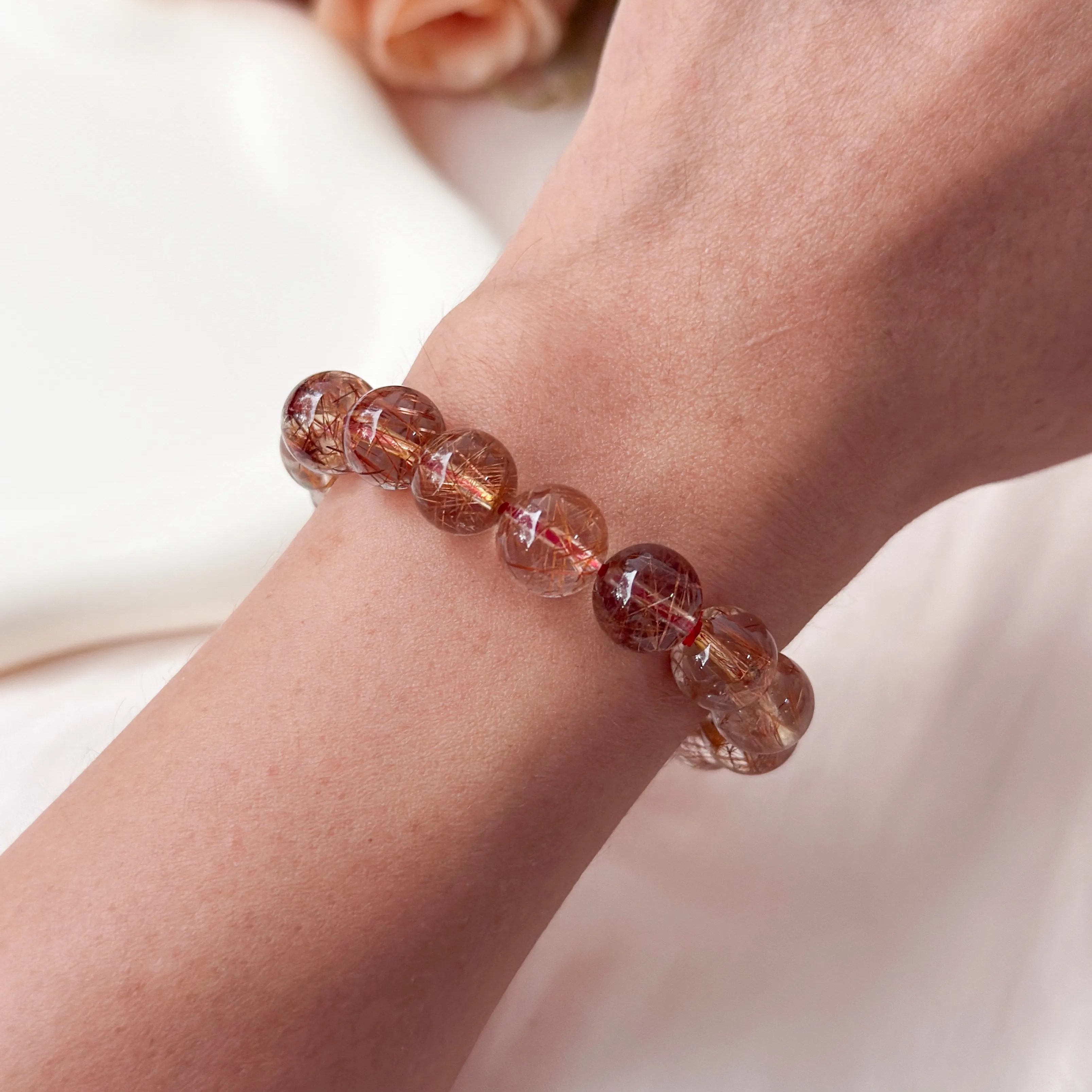 Red Rutilated Quartz 9+mm Bracelet