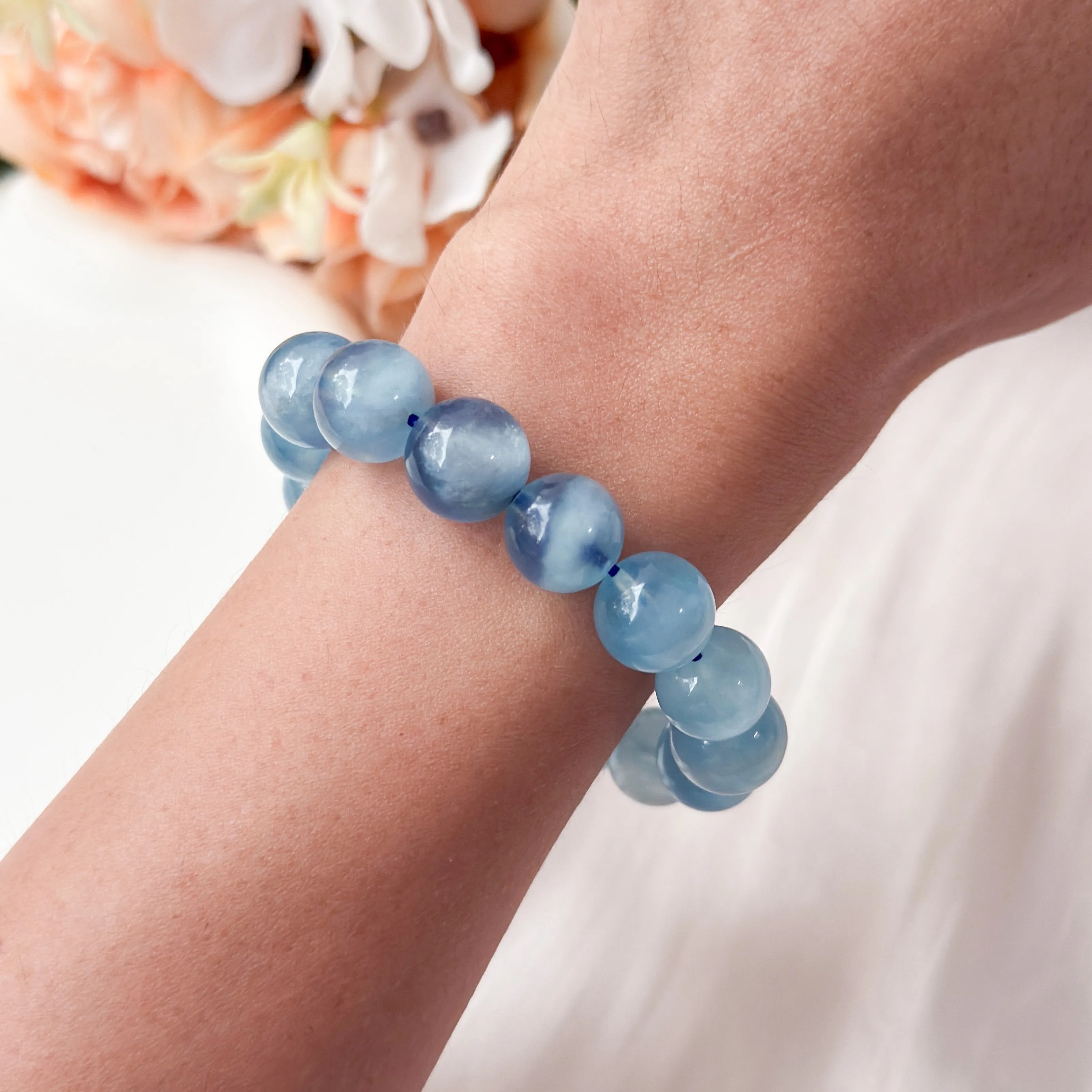 Foamy Aquamarine 11+mm AAAA Bracelet