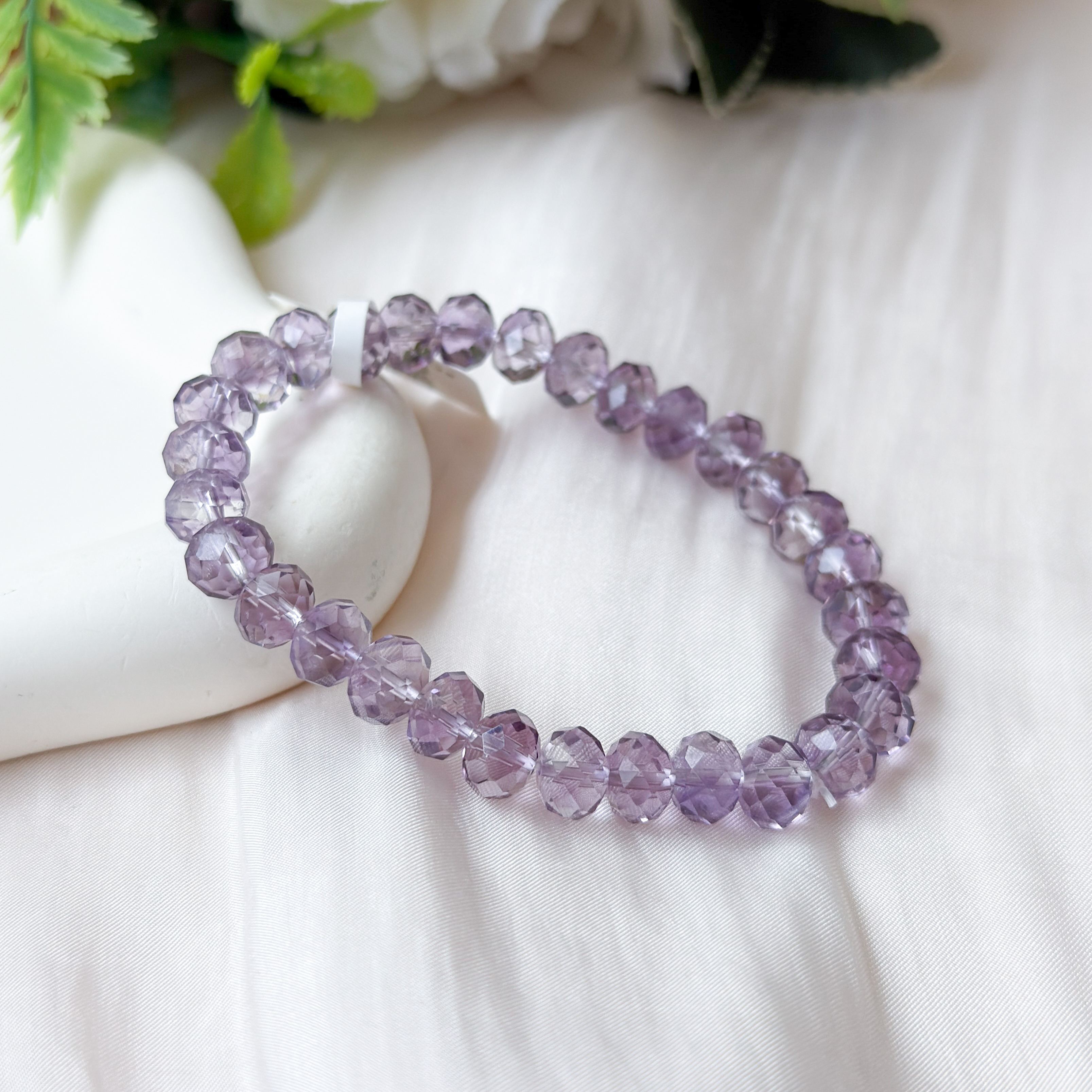 Amethyst 8mm Abacus Cut Bracelet