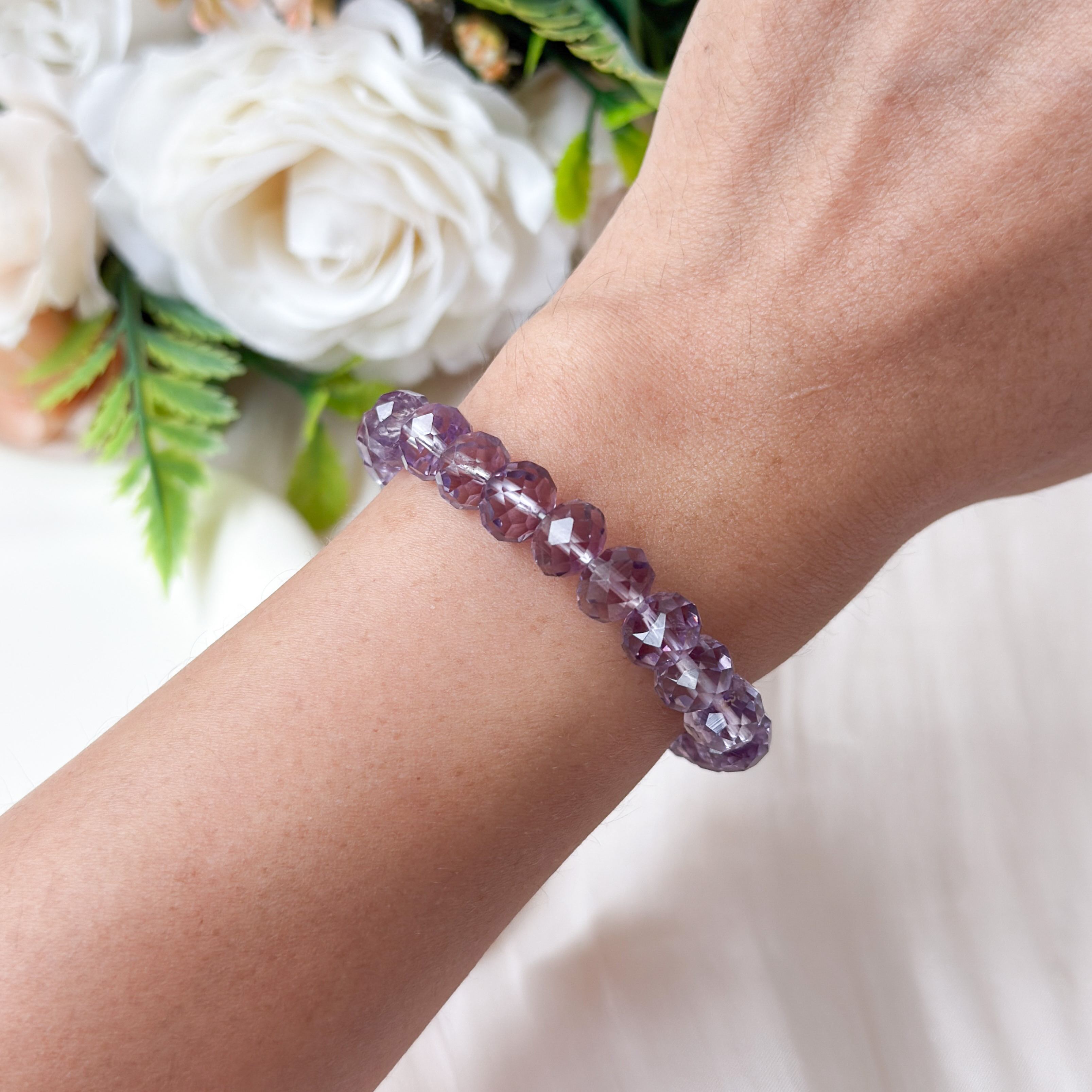Amethyst 8mm Abacus Cut Bracelet