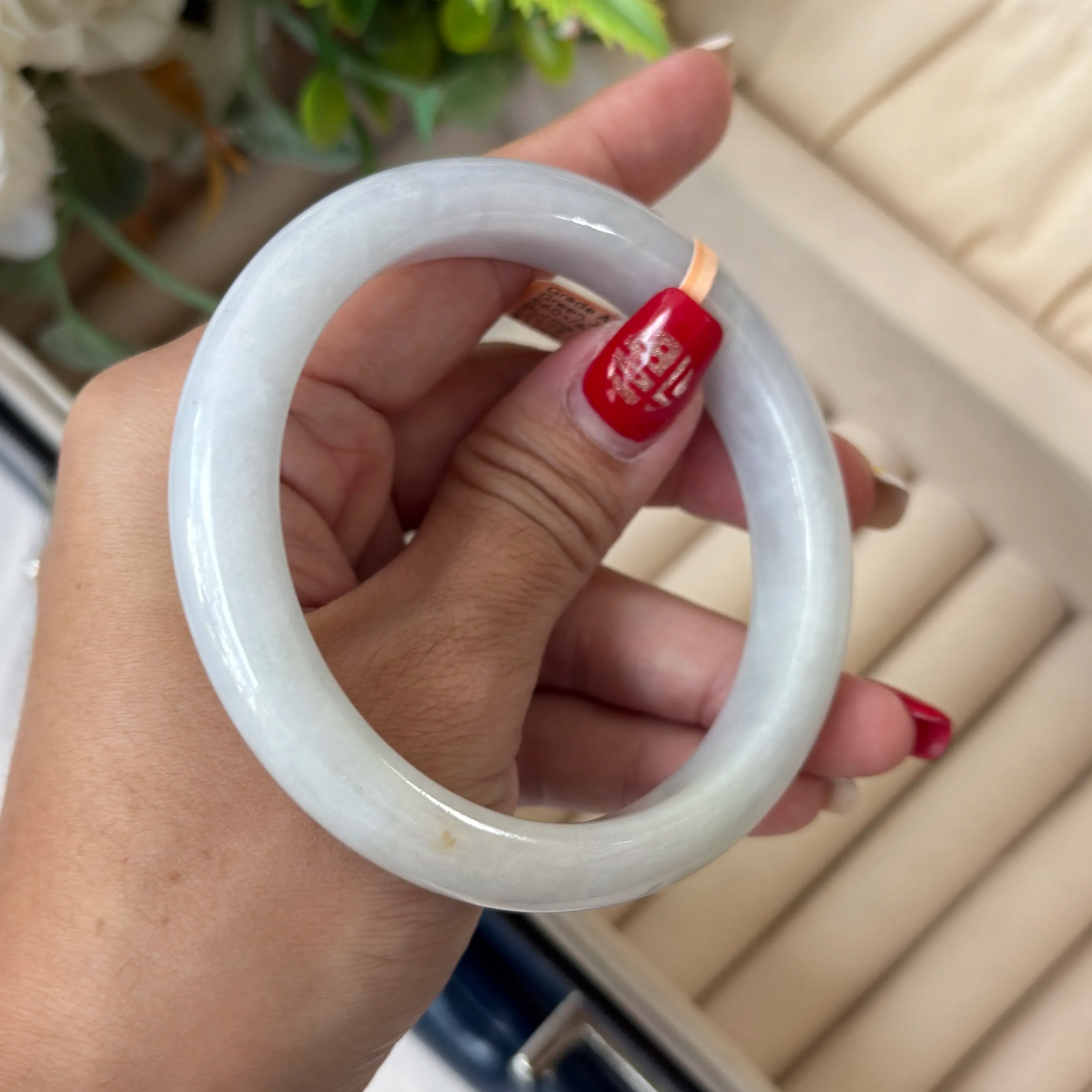 Grade A Russet Lavender Green Jade Bangle - S60+/63.7g