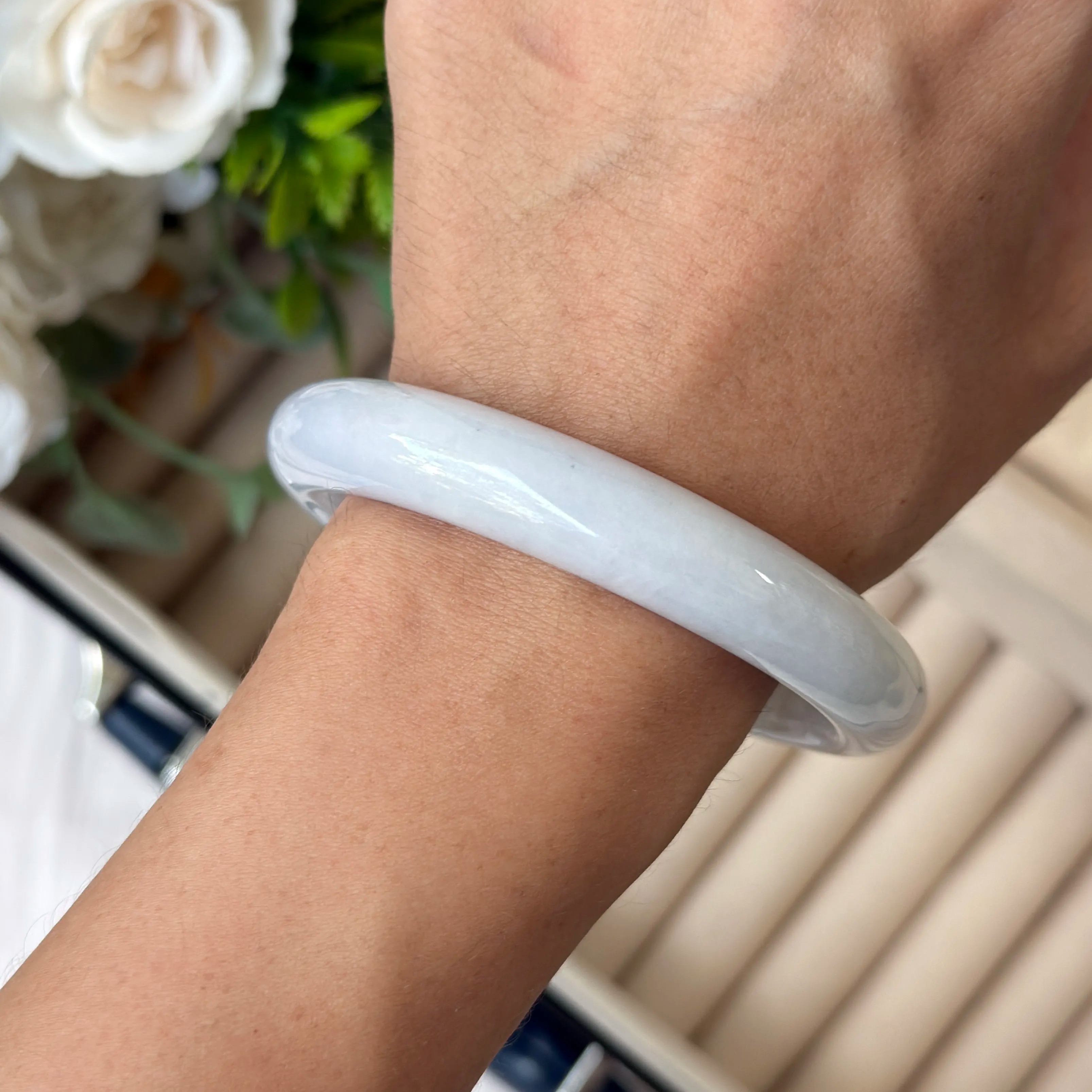 Grade A Russet Lavender Green Jade Bangle - S60+/63.7g