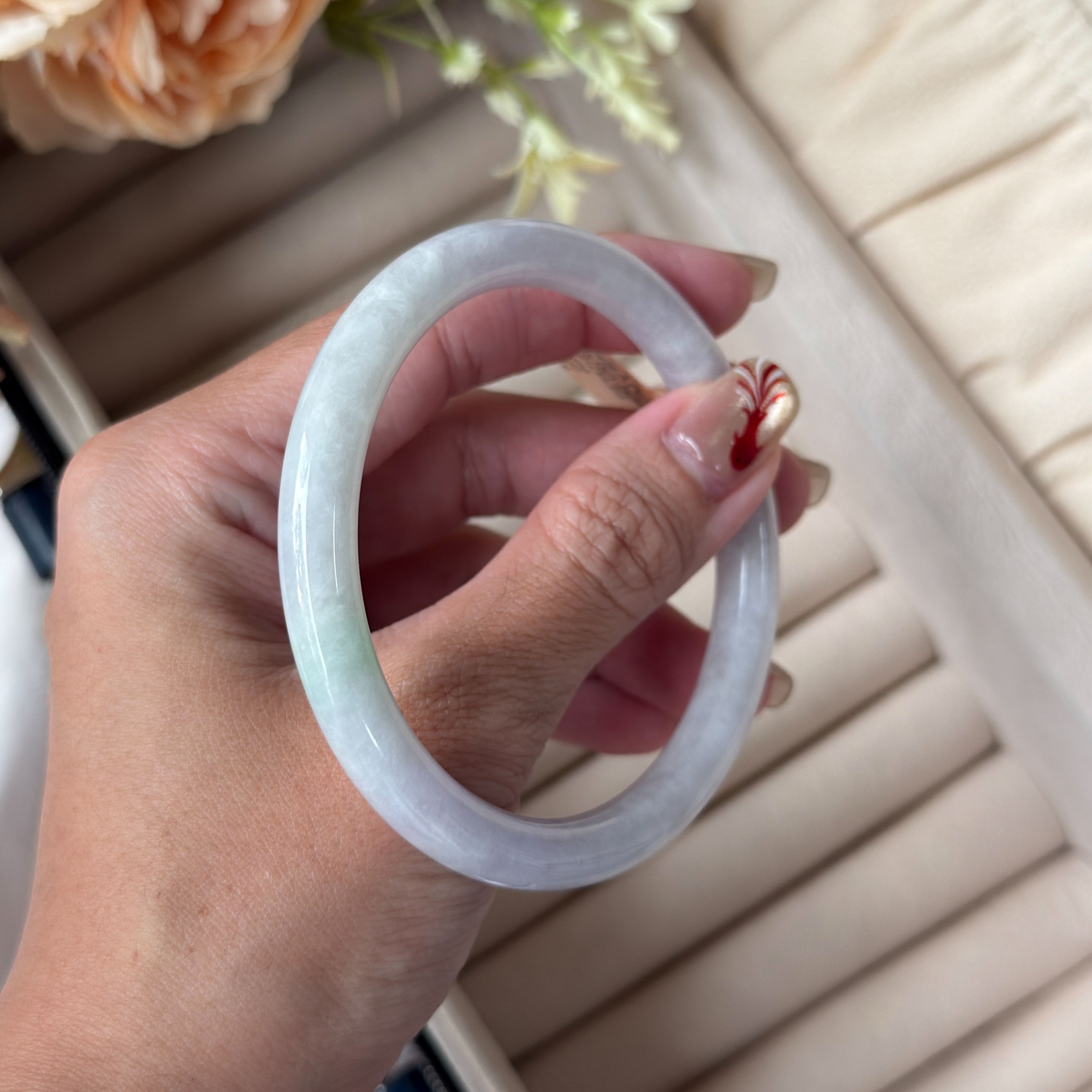 Grade A Periwinkle Lavender Green Jade Bangle - S59+/34.2g