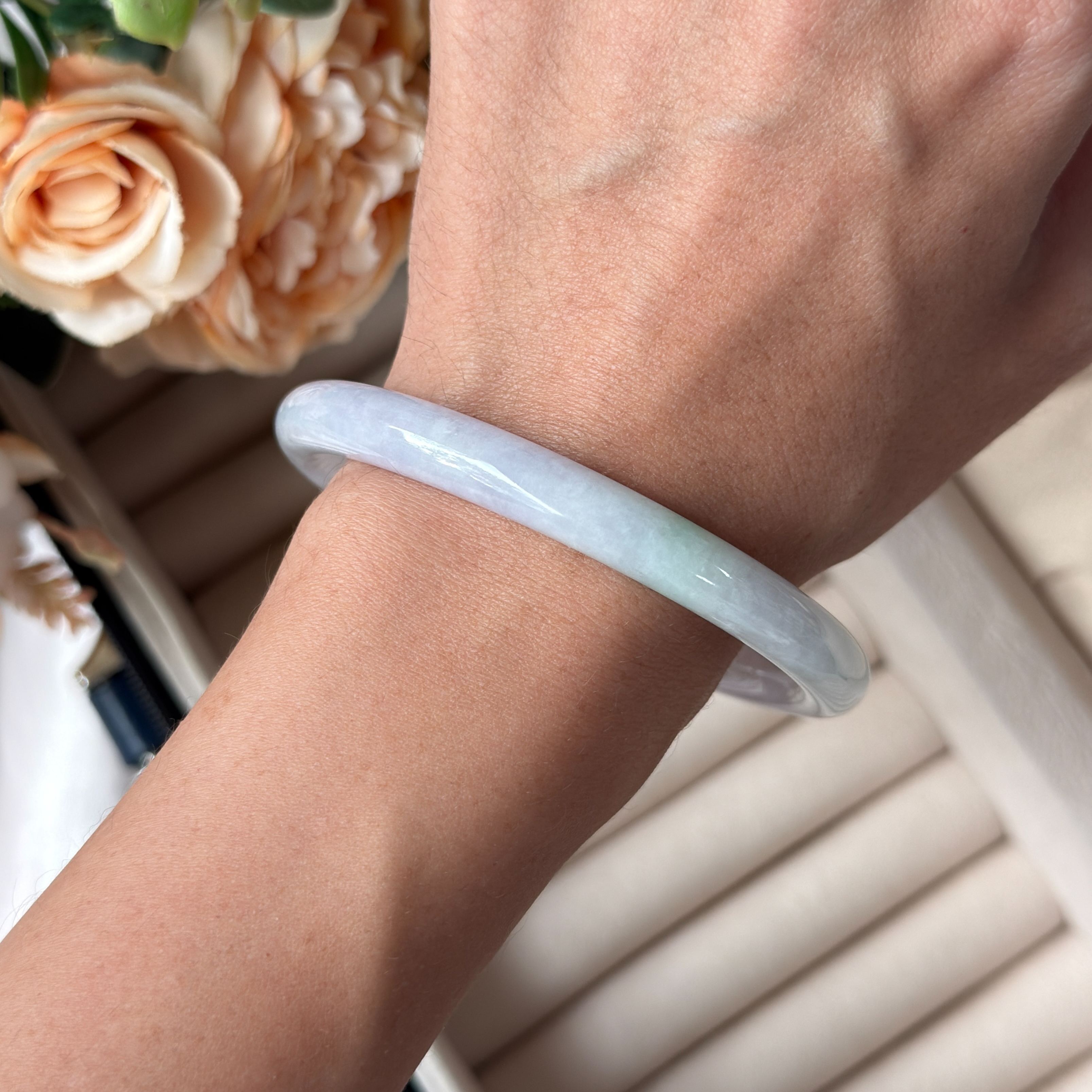 Grade A Periwinkle Lavender Green Jade Bangle - S59+/34.2g