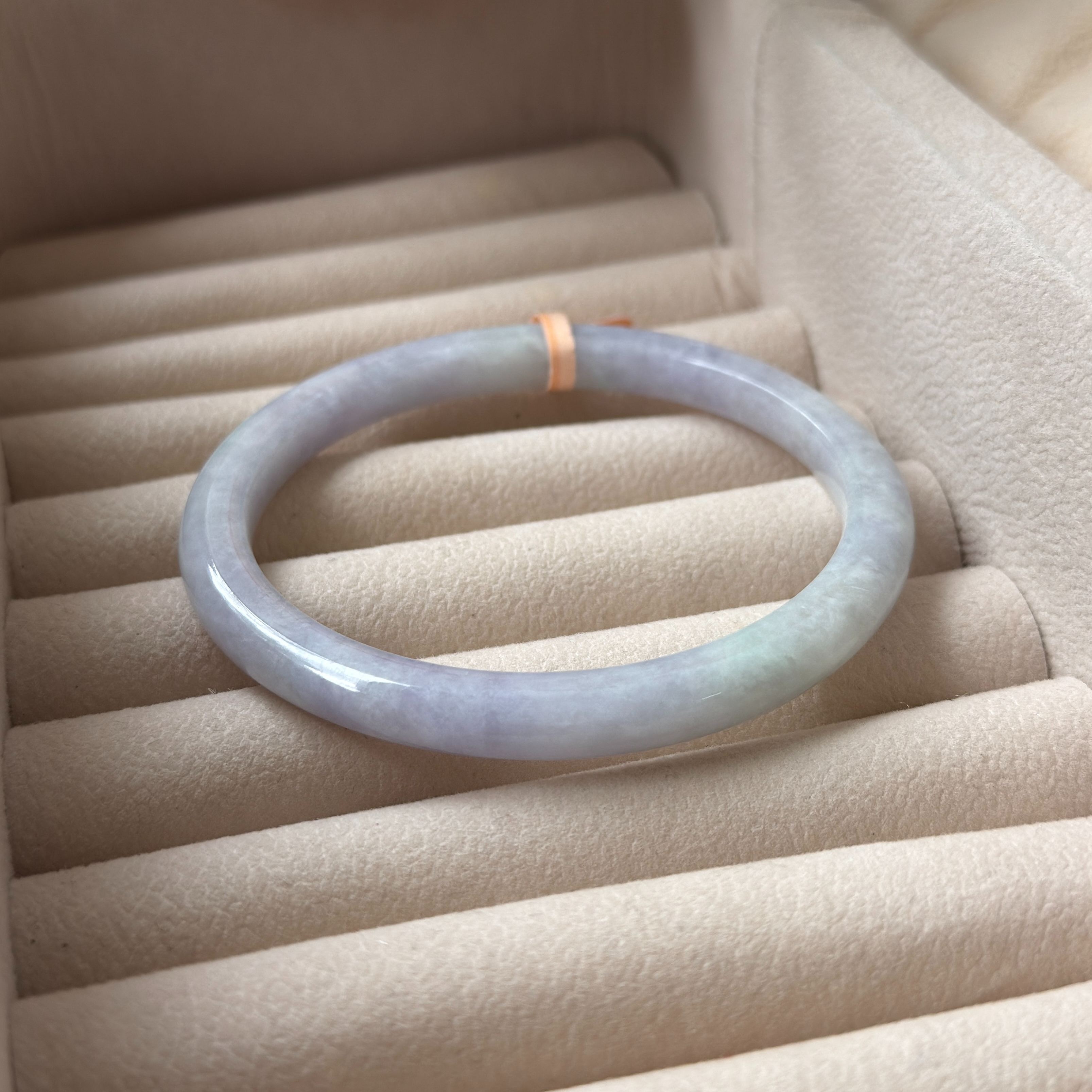 Grade A Periwinkle Lavender Green Jade Bangle - S60+/29.3g