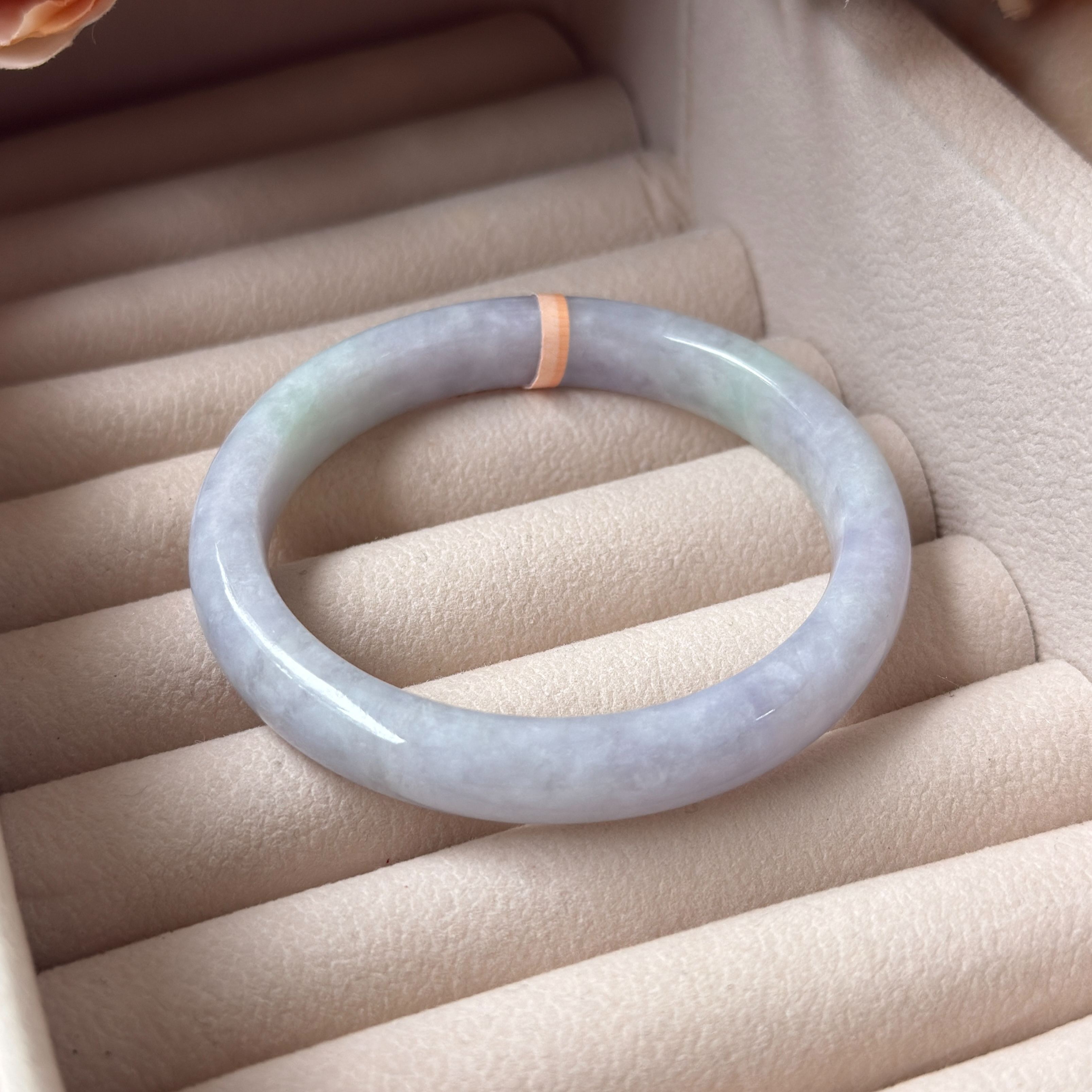 Grade A Periwinkle Lavender Green Jade Bangle - S55/39.8g