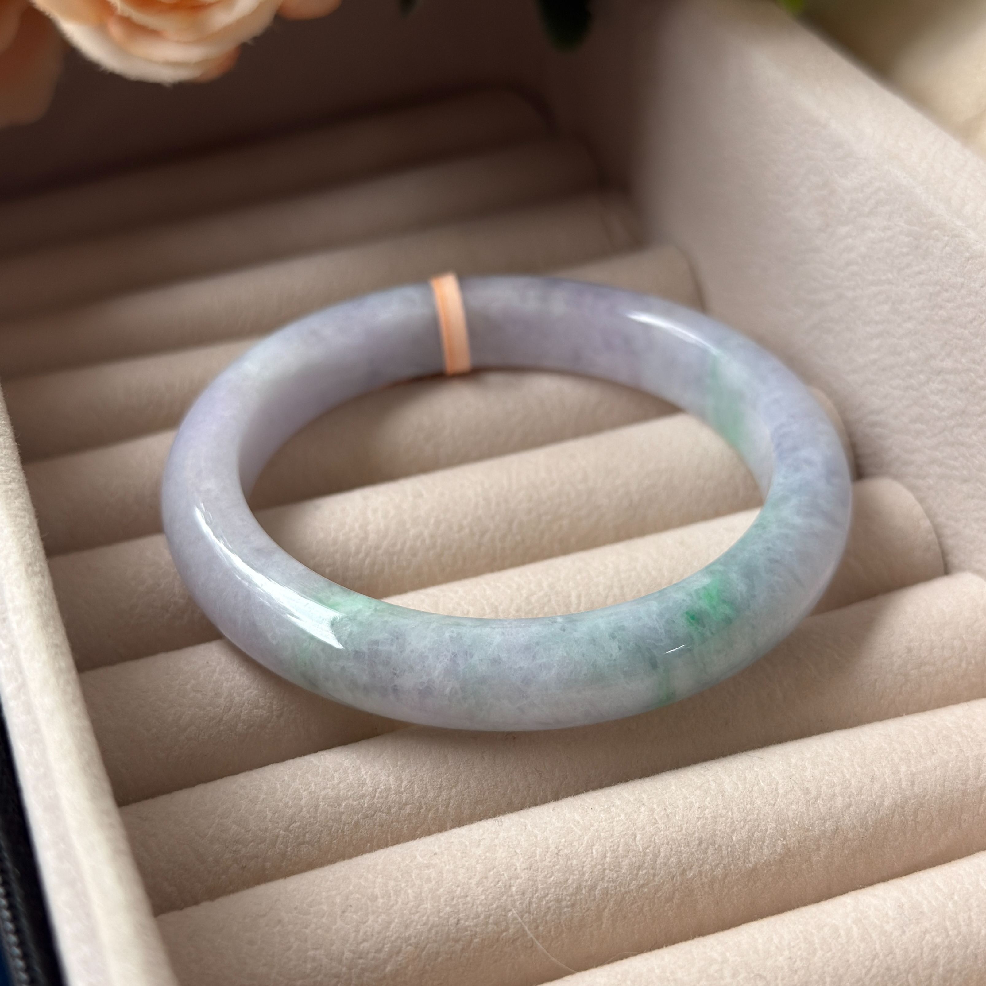 Grade A Spring Lavender Flora Jade Bangle - S59+/60g