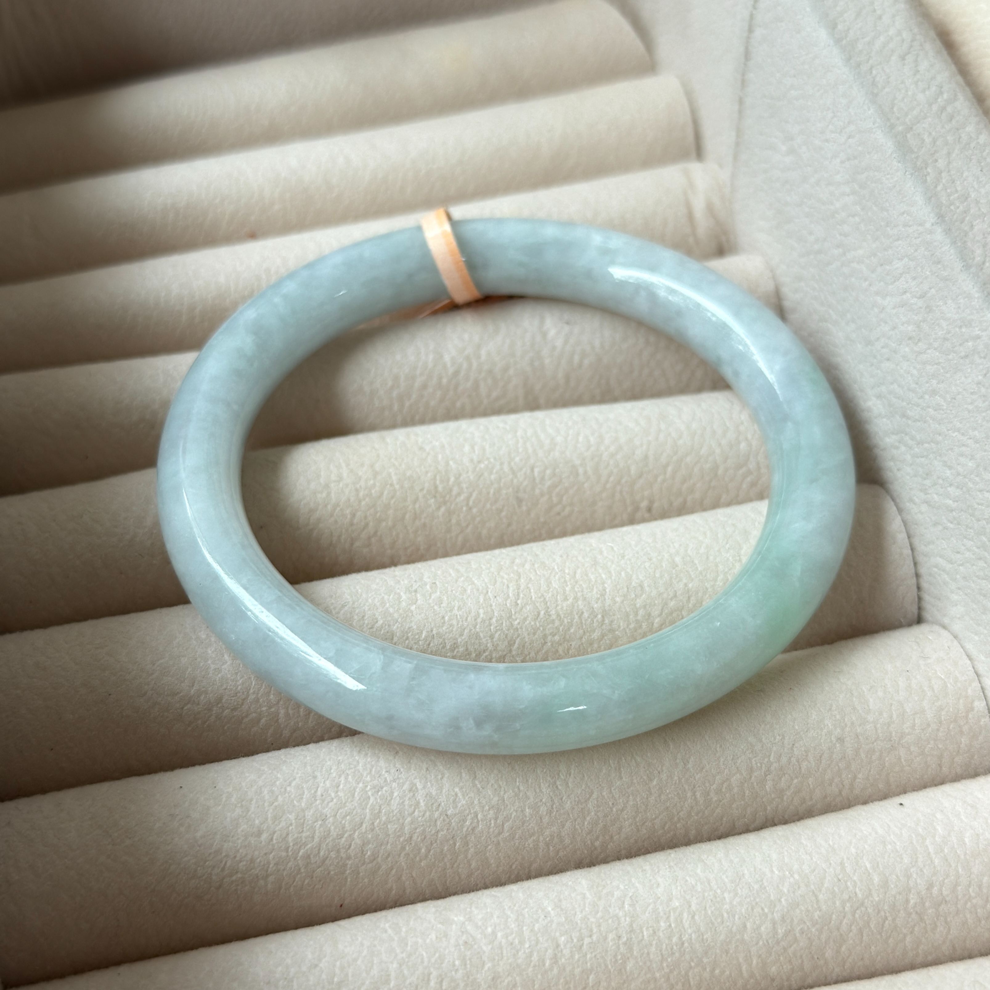 Grade A Pastel Green Yuan Tiao Jade Bangle - S57/44g